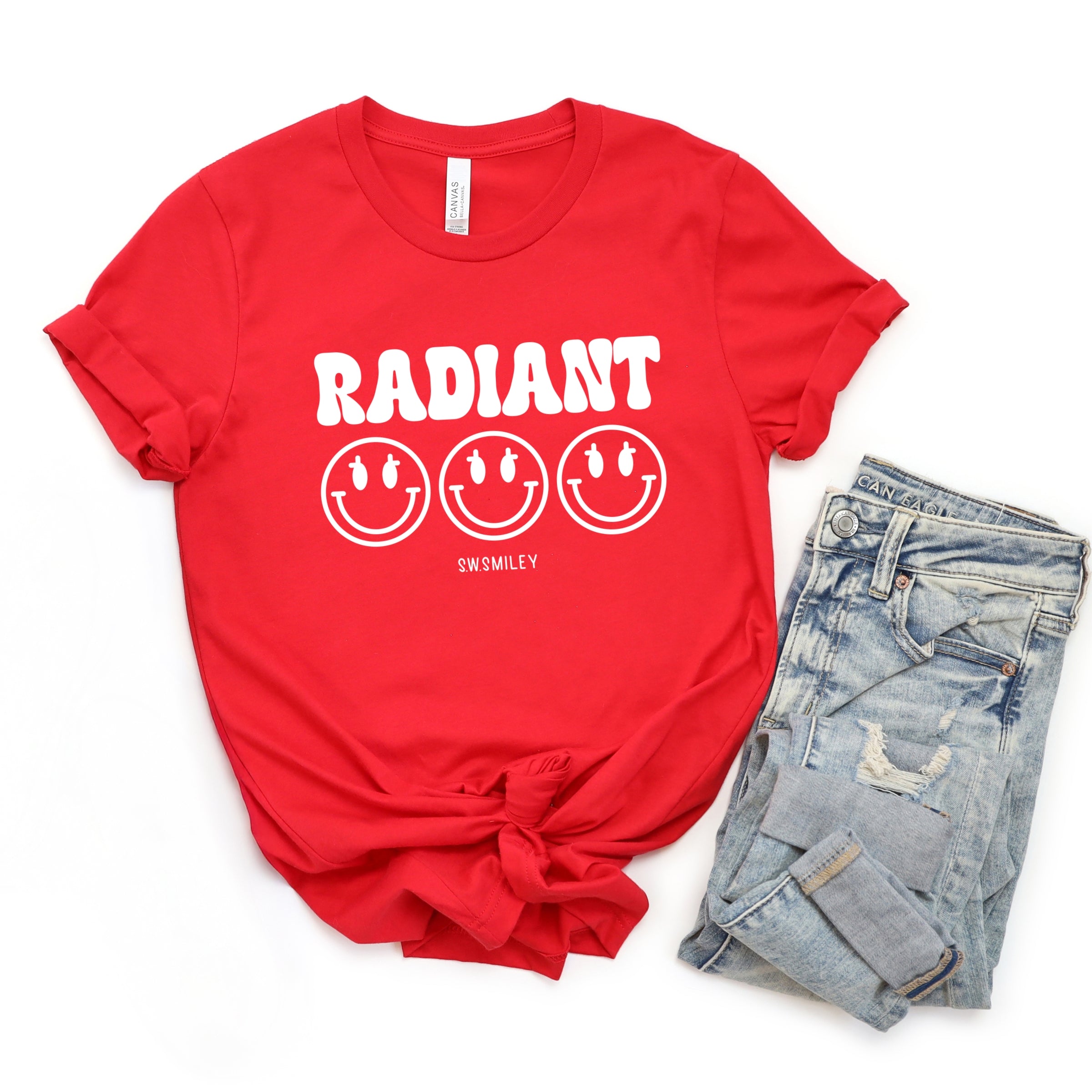 S.W.Smiley Radiant Groovy Outline - Women's Short Sleeve Graphic T-Shirt