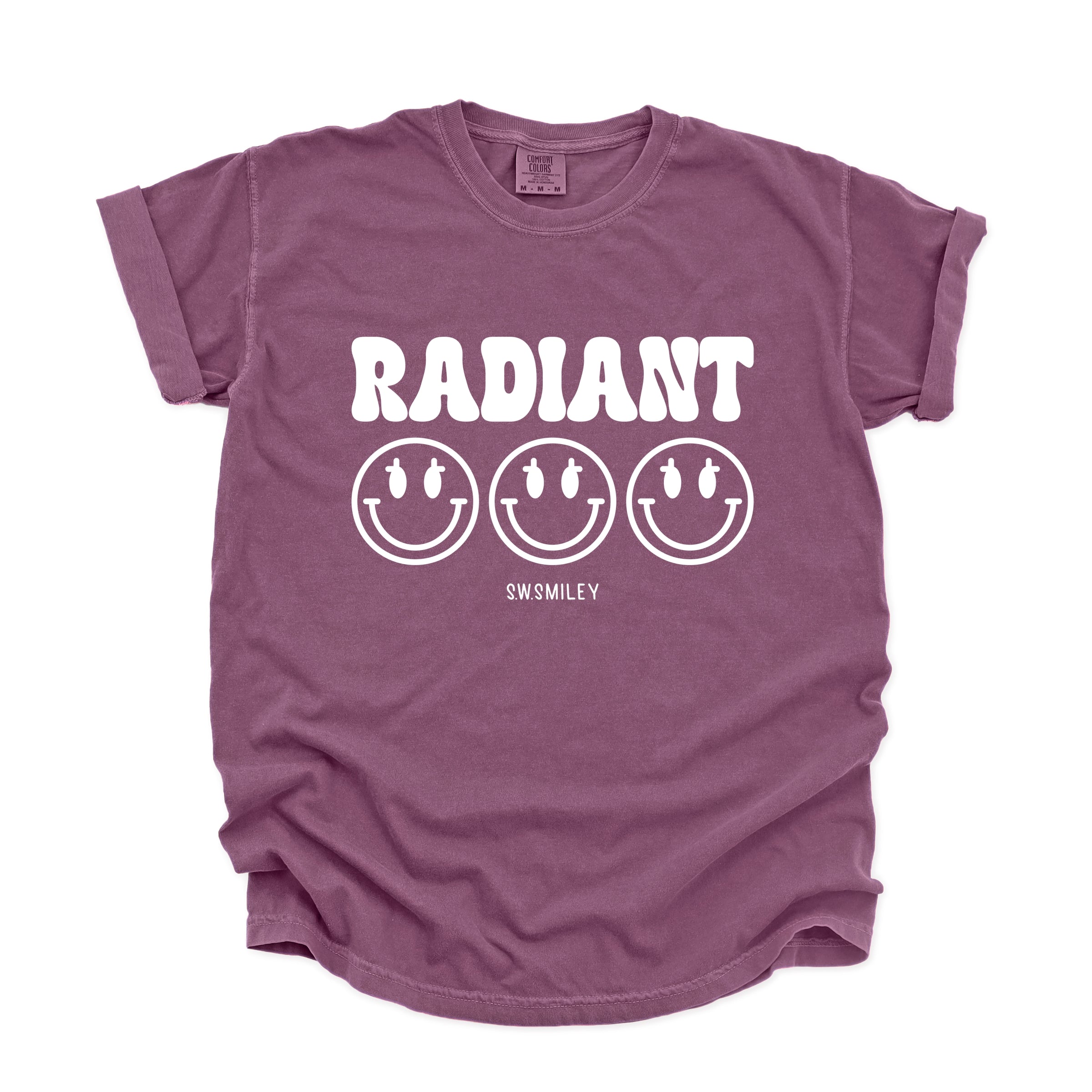 S.W.Smiley Radiant Groovy Outline - Women's Garment Dyed Graphic T-Shirt