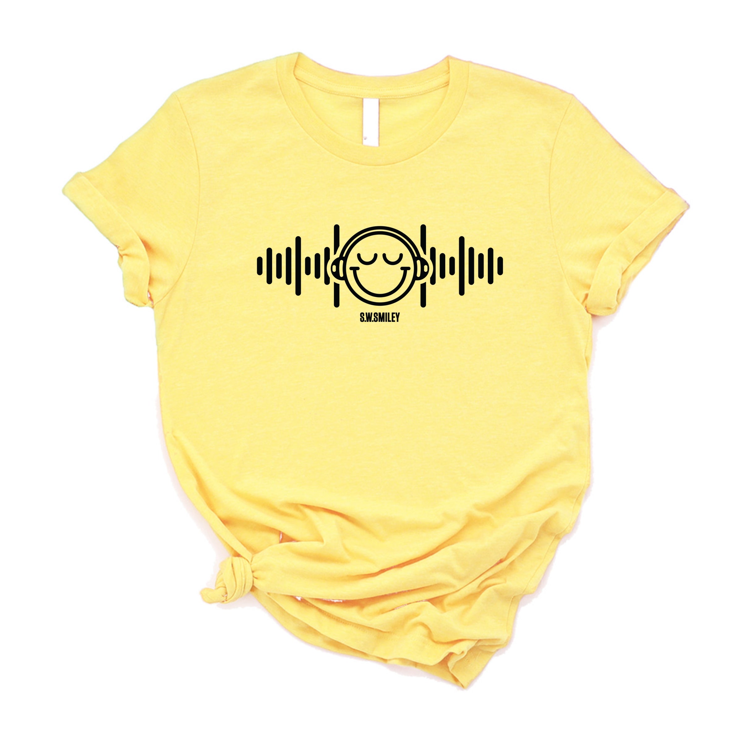 S.W.Smiley Headphones Music - Women's Short Sleeve Graphic T-Shirt
