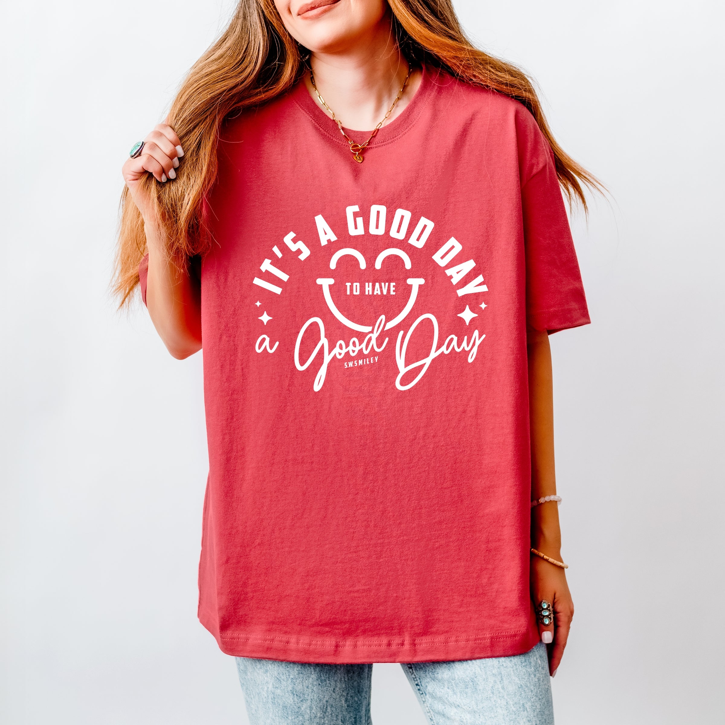 S.W.Smiley It's A Good Day To Have A Good Day - Women's Heavyweight Graphic T-Shirt