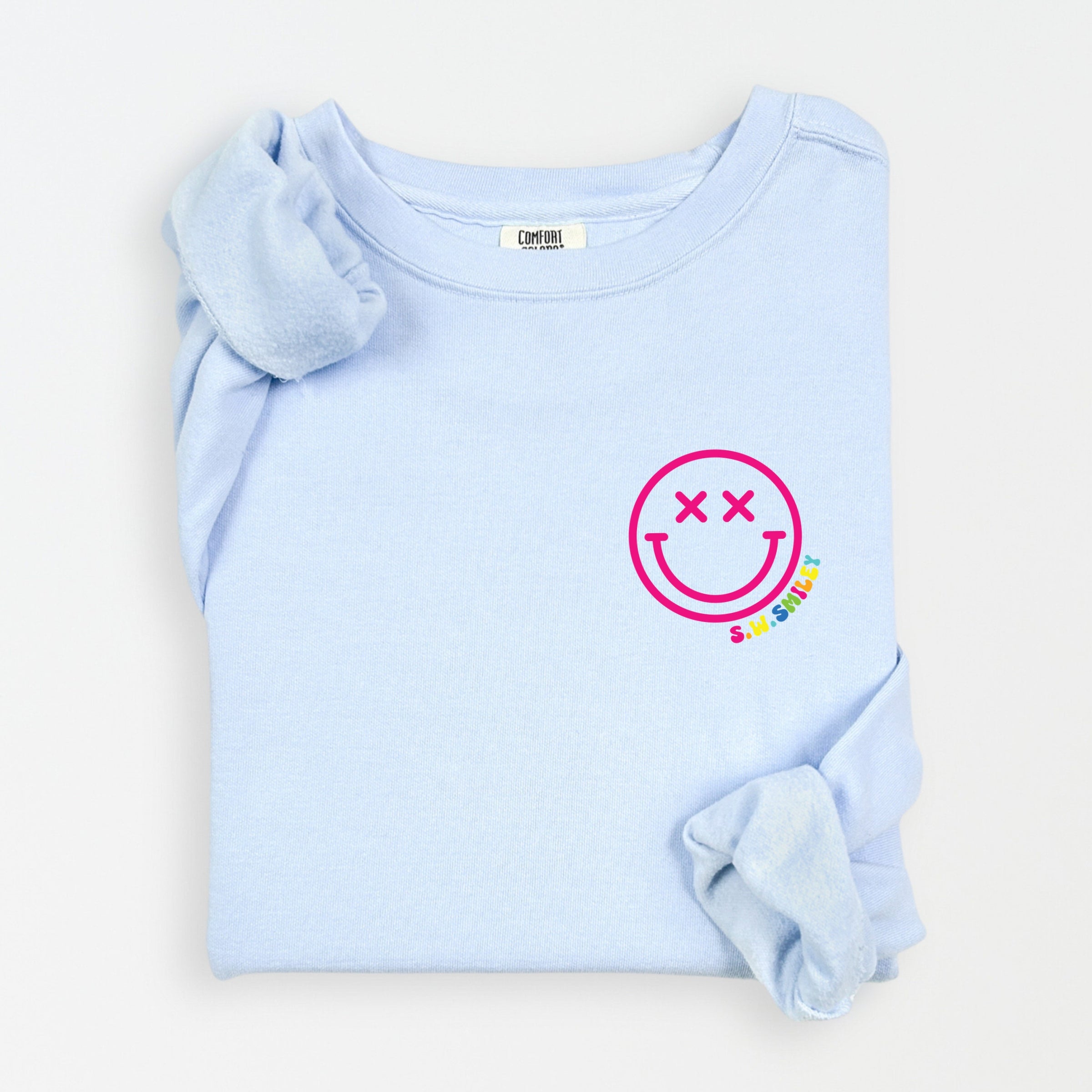 S.W.Smiley Simple Wink Bold - Women's Lightweight Garment Dyed Sweatshirt