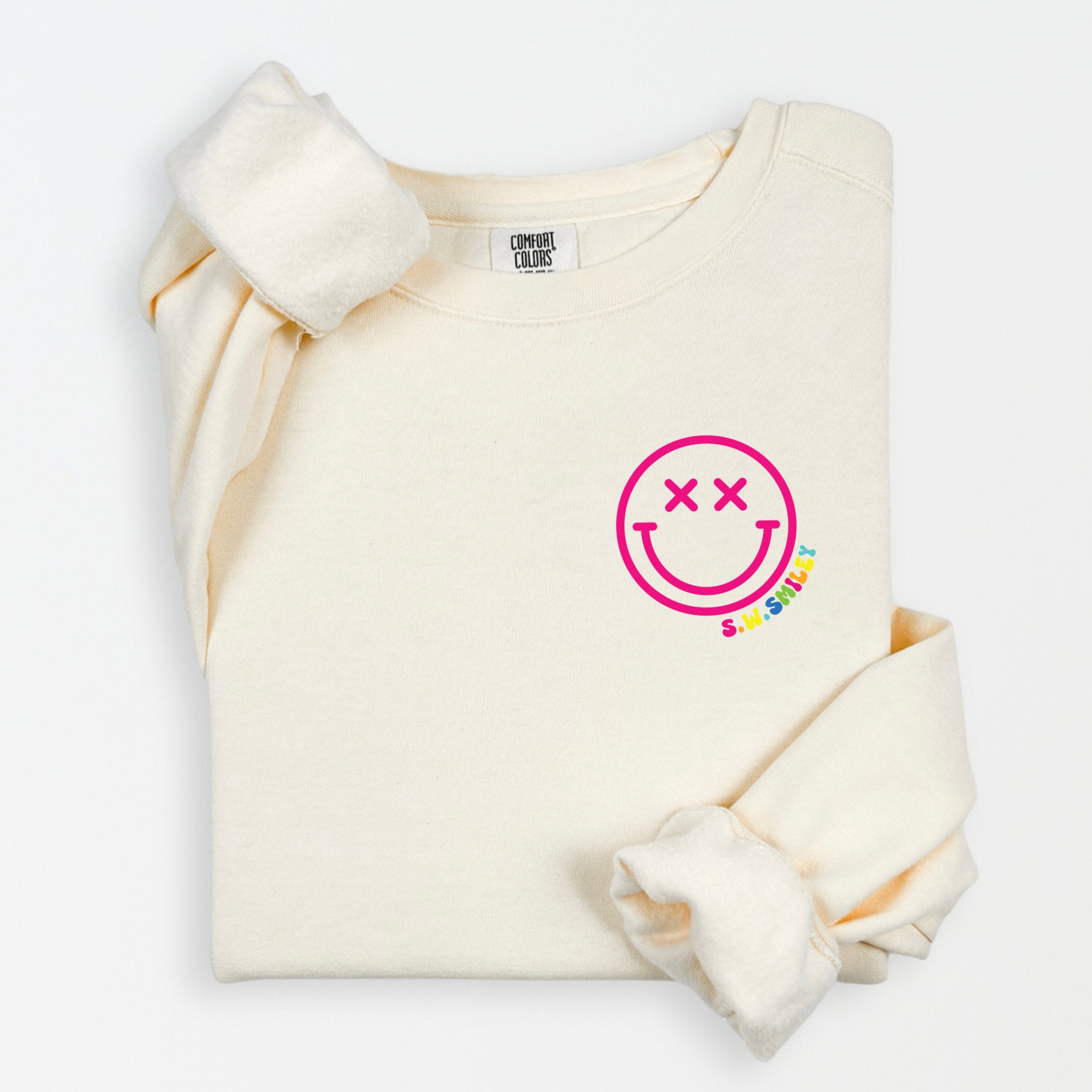 S.W.Smiley Simple Wink Bold - Women's Lightweight Garment Dyed Sweatshirt