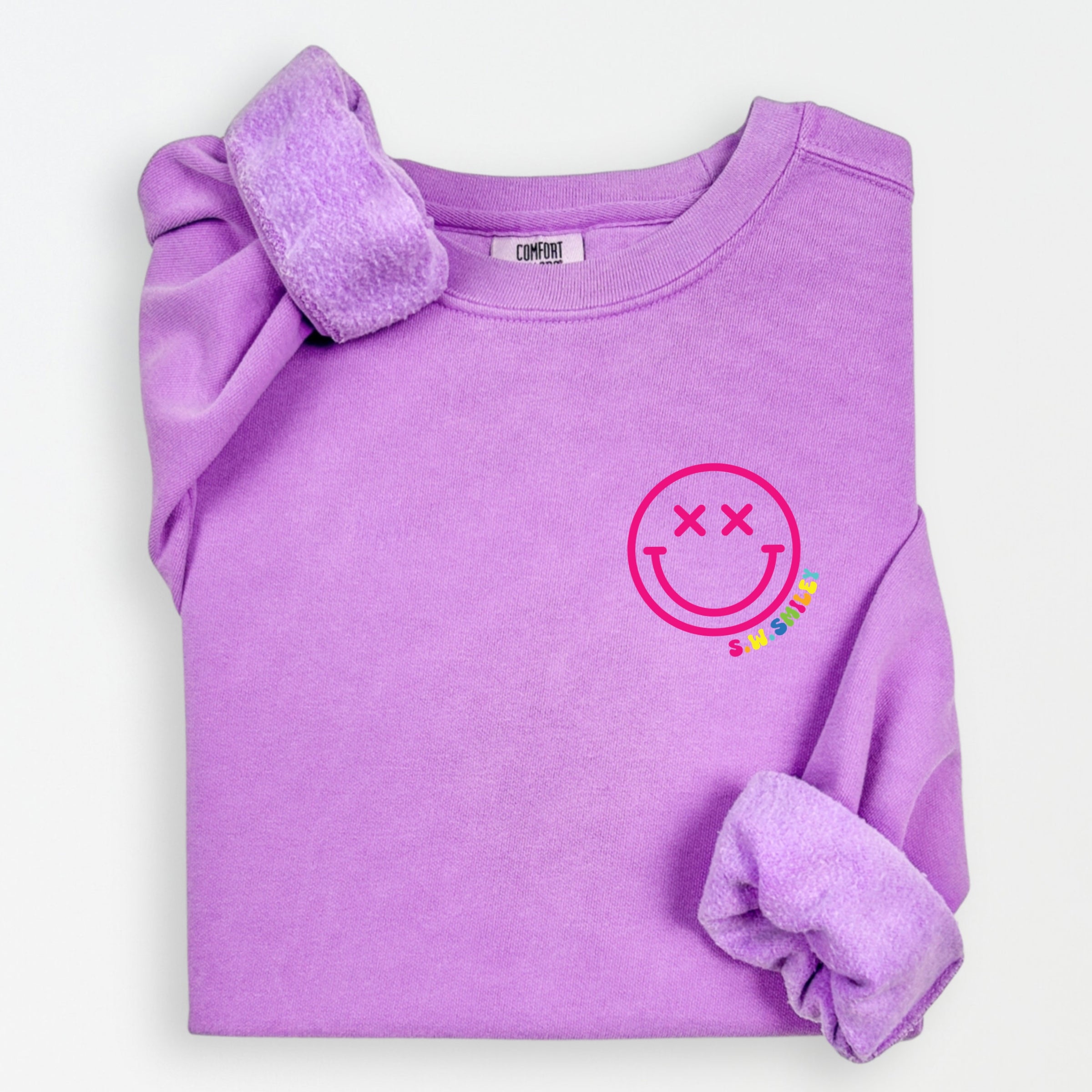 S.W.Smiley Simple Wink Bold - Women's Lightweight Garment Dyed Sweatshirt