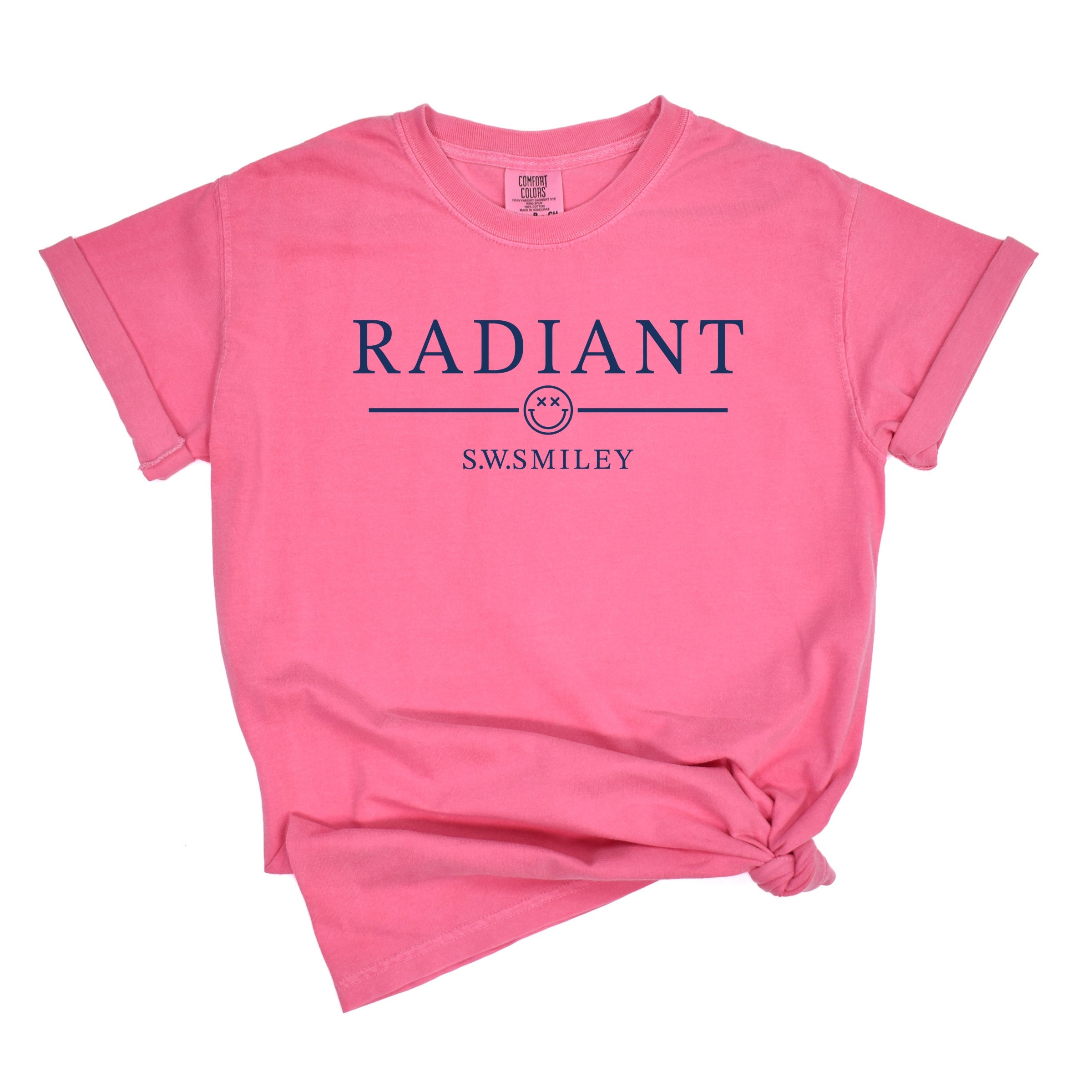 S.W.Smiley Radiant Smiley Outline - Women's Garment Dyed Graphic T-Shirt