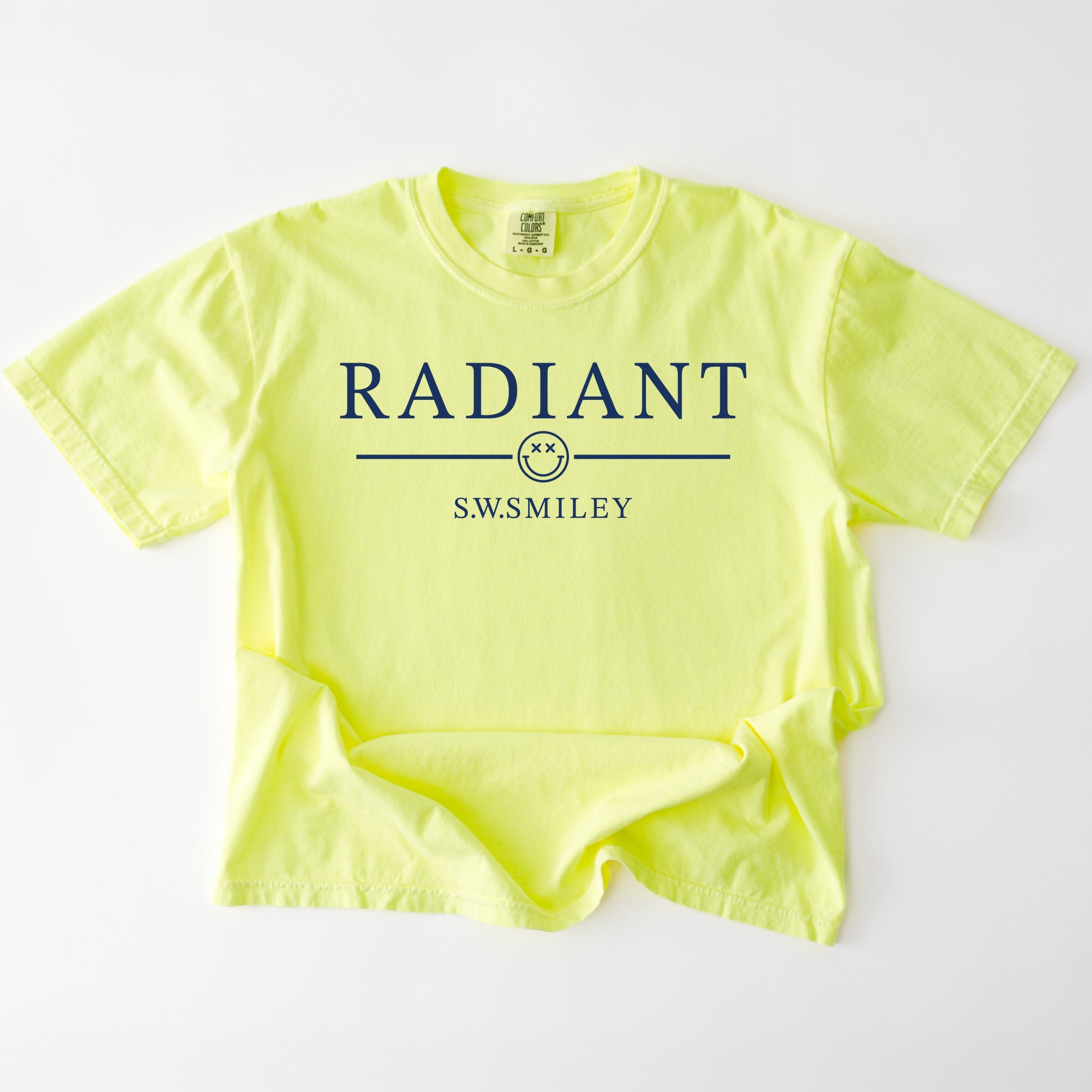 S.W.Smiley Radiant Smiley Outline - Women's Garment Dyed Graphic T-Shirt