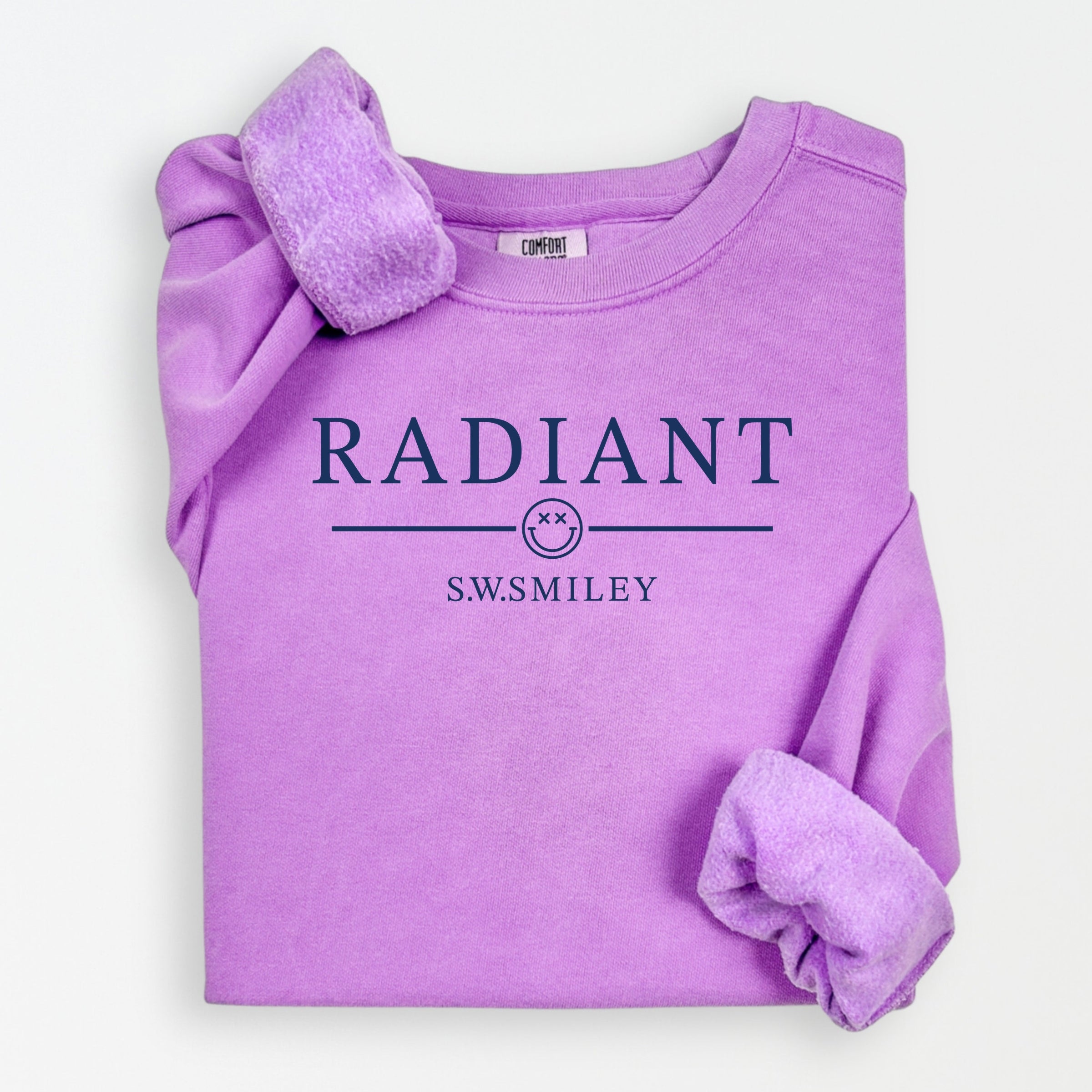 S.W.Smiley Radiant Smiley Outline - Women's Lightweight Garment Dyed Sweatshirt