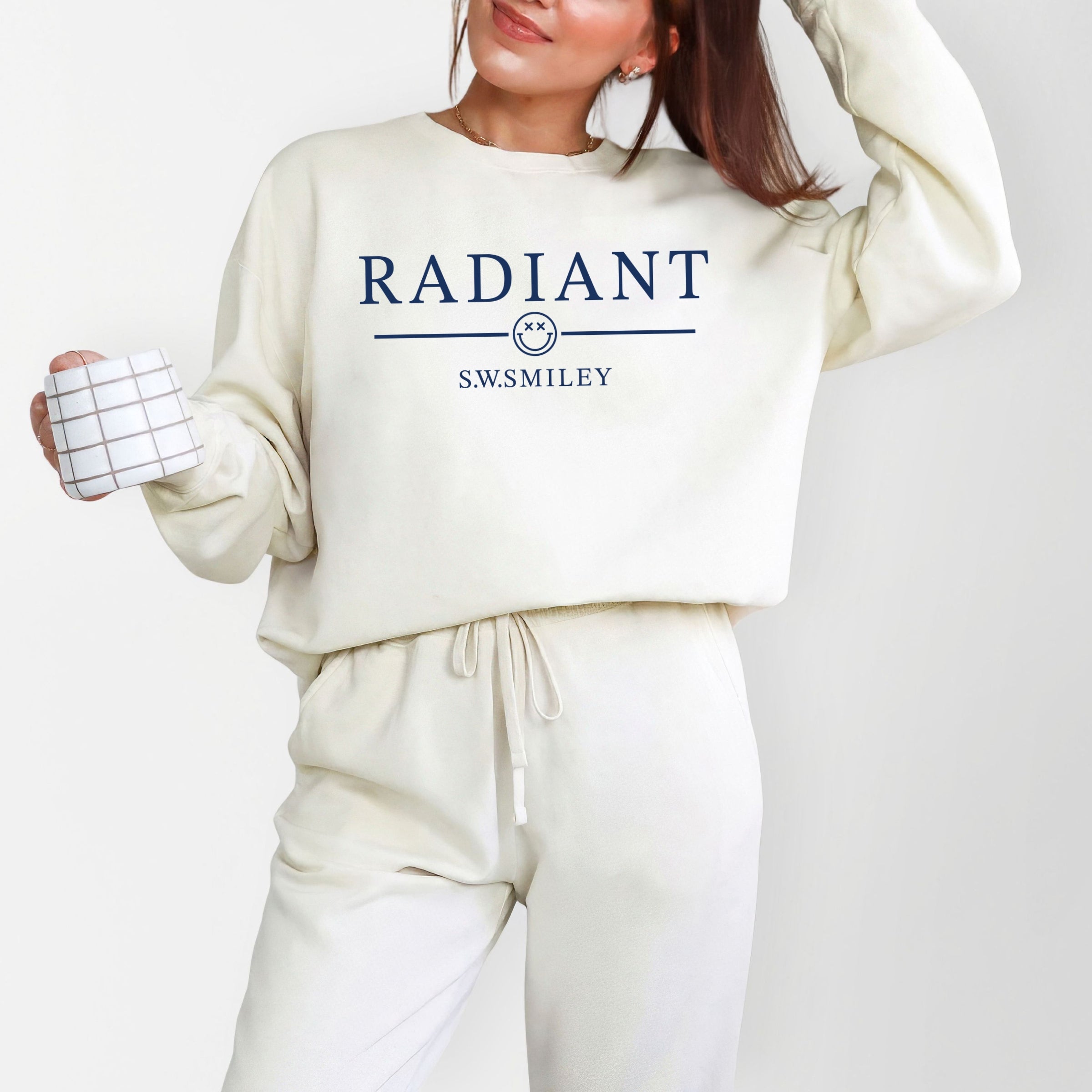 S.W.Smiley Radiant Smiley Outline - Women's Lightweight Garment Dyed Sweatshirt