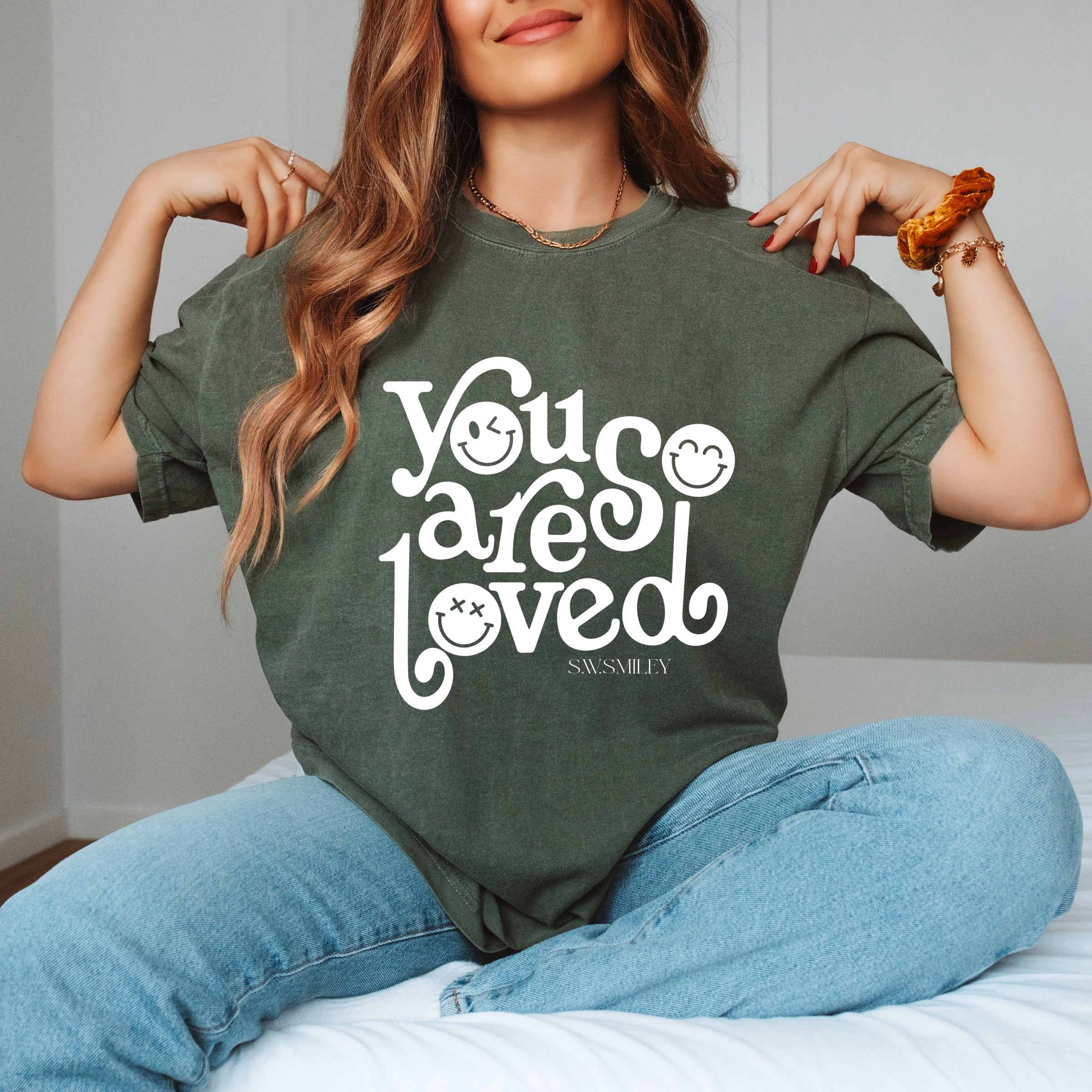 S.W.Smiley You Are So Loved - Women's Garment Dyed Graphic T-Shirt