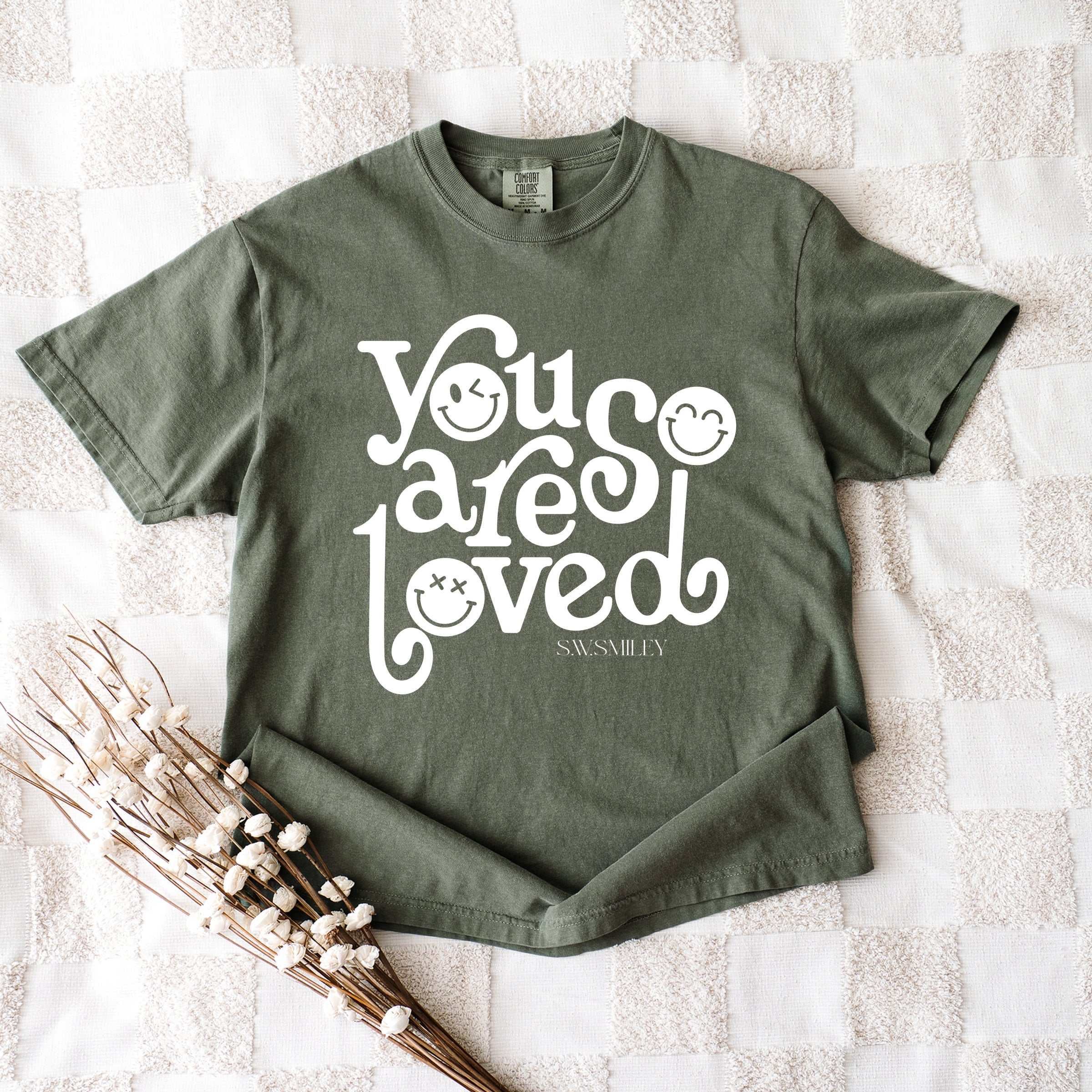 S.W.Smiley You Are So Loved - Women's Garment Dyed Graphic T-Shirt