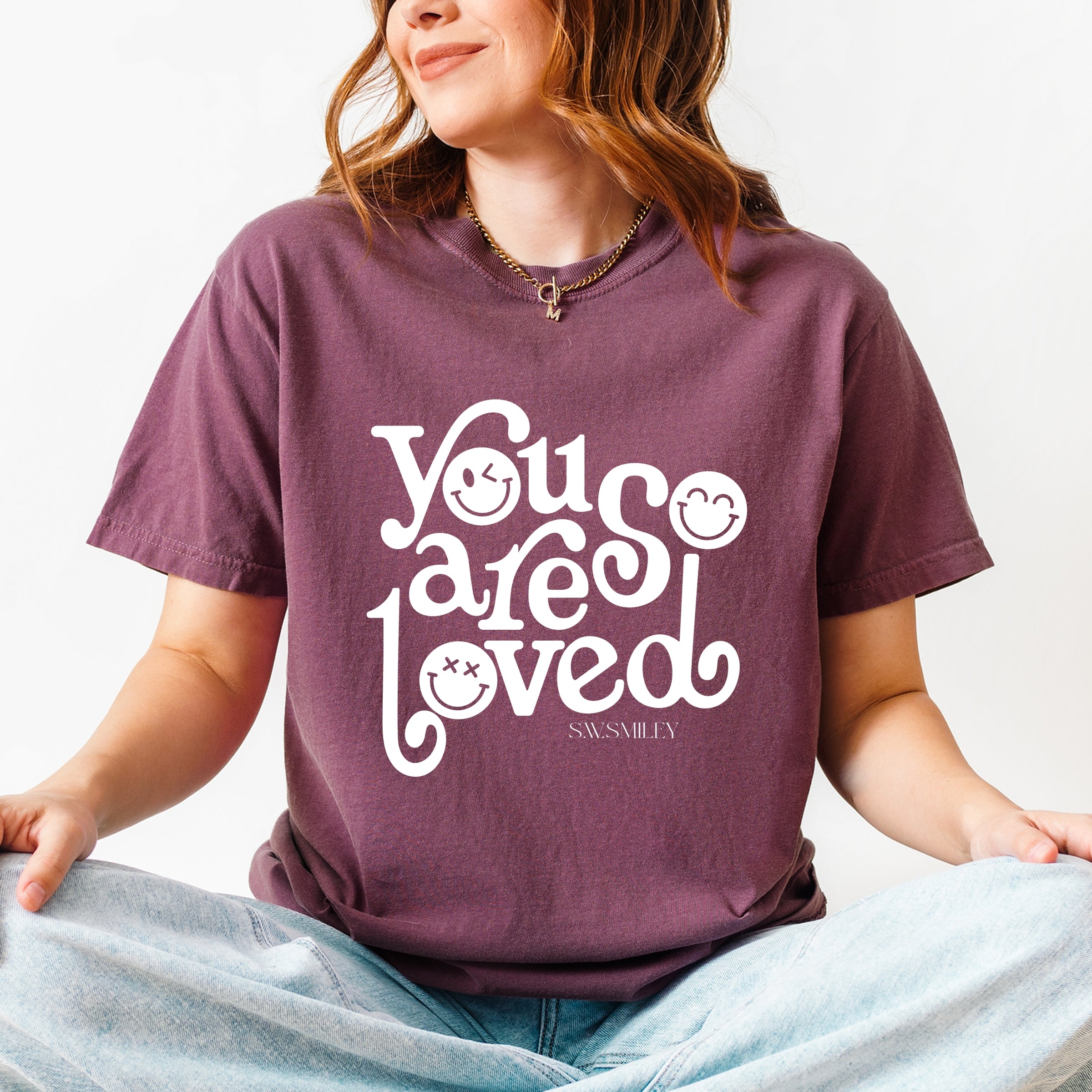 S.W.Smiley You Are So Loved - Women's Garment Dyed Graphic T-Shirt