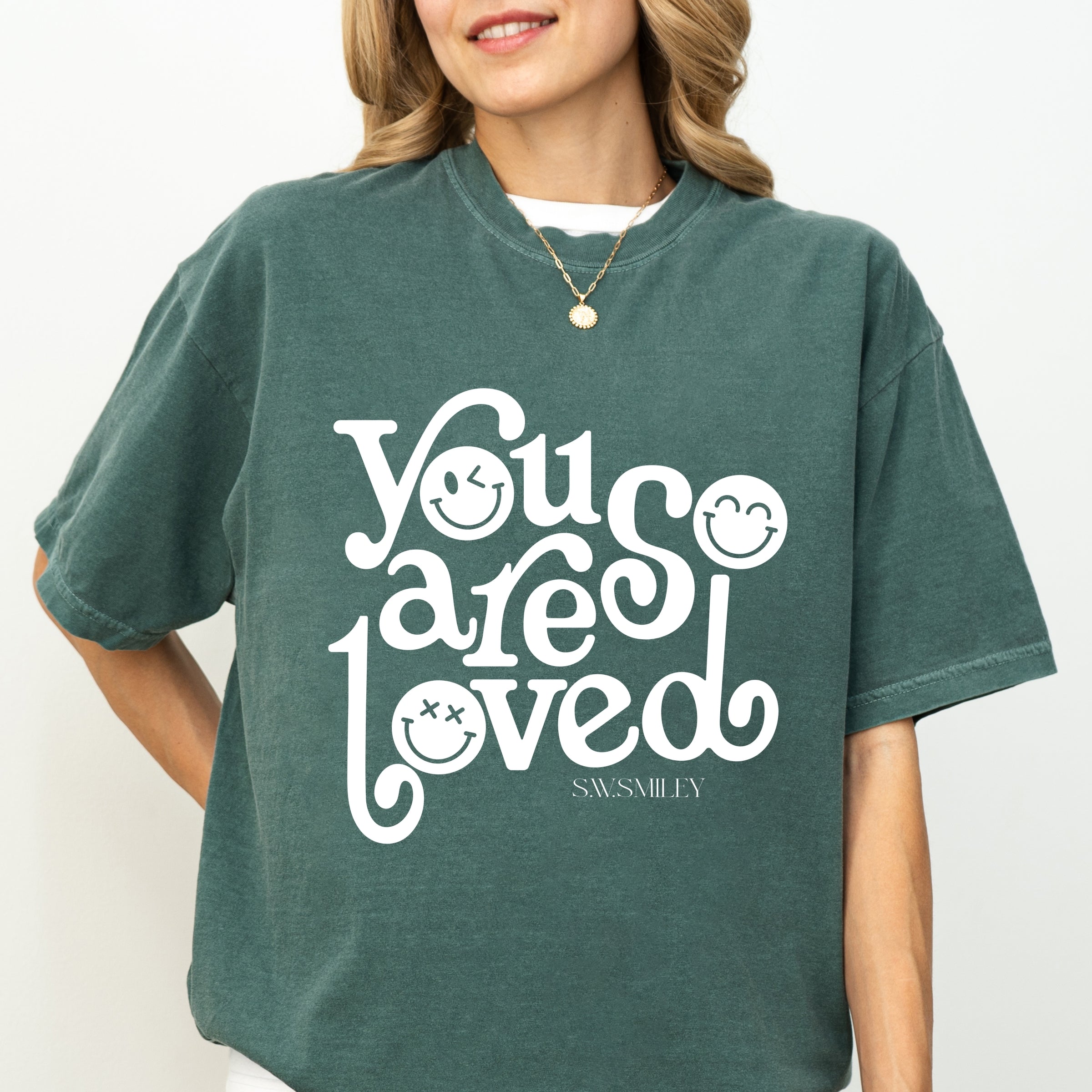 S.W.Smiley You Are So Loved - Women's Garment Dyed Graphic T-Shirt