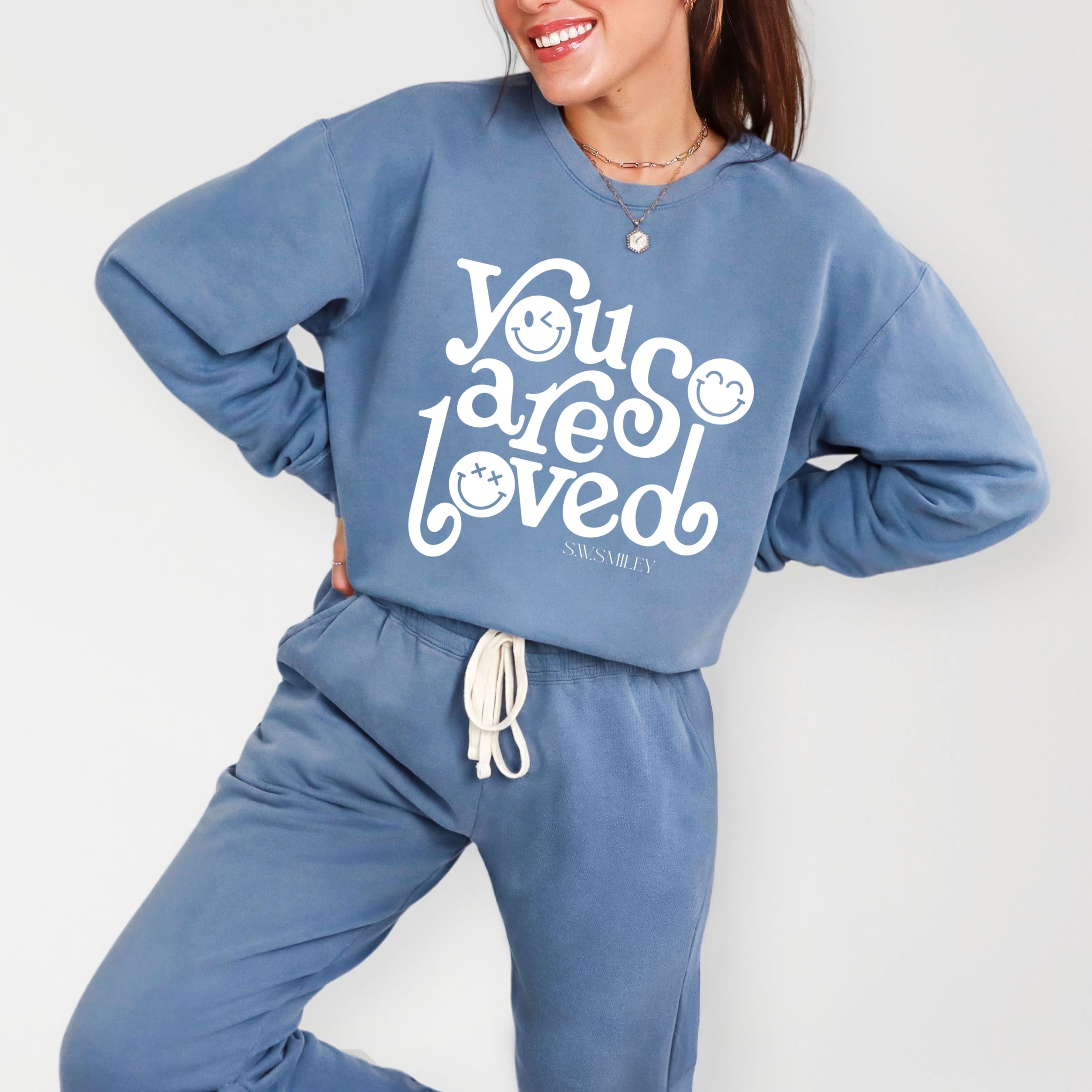 S.W.Smiley You Are So Loved - Womens Lightweight Garment Dyed Sweatshirt