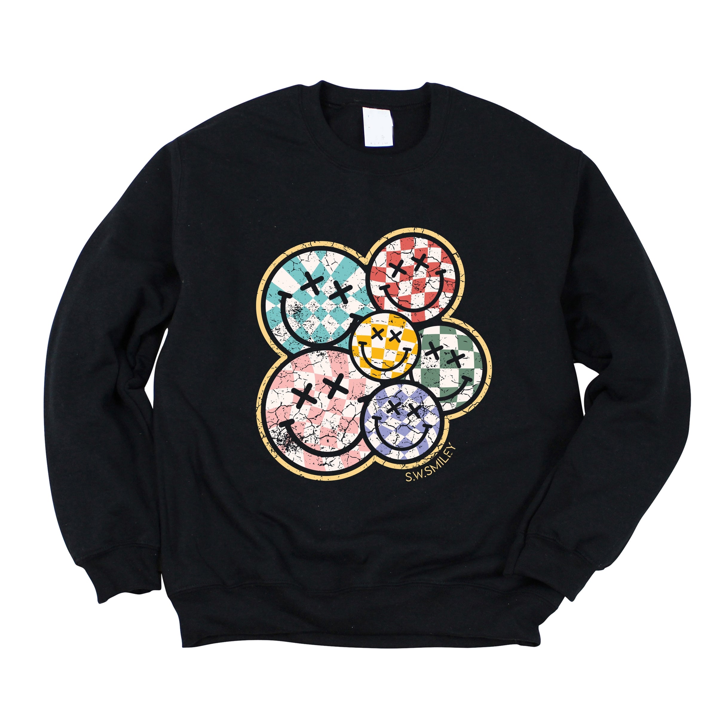 S.W.Smiley Rainbow Checkered - Women's Sweatshirt
