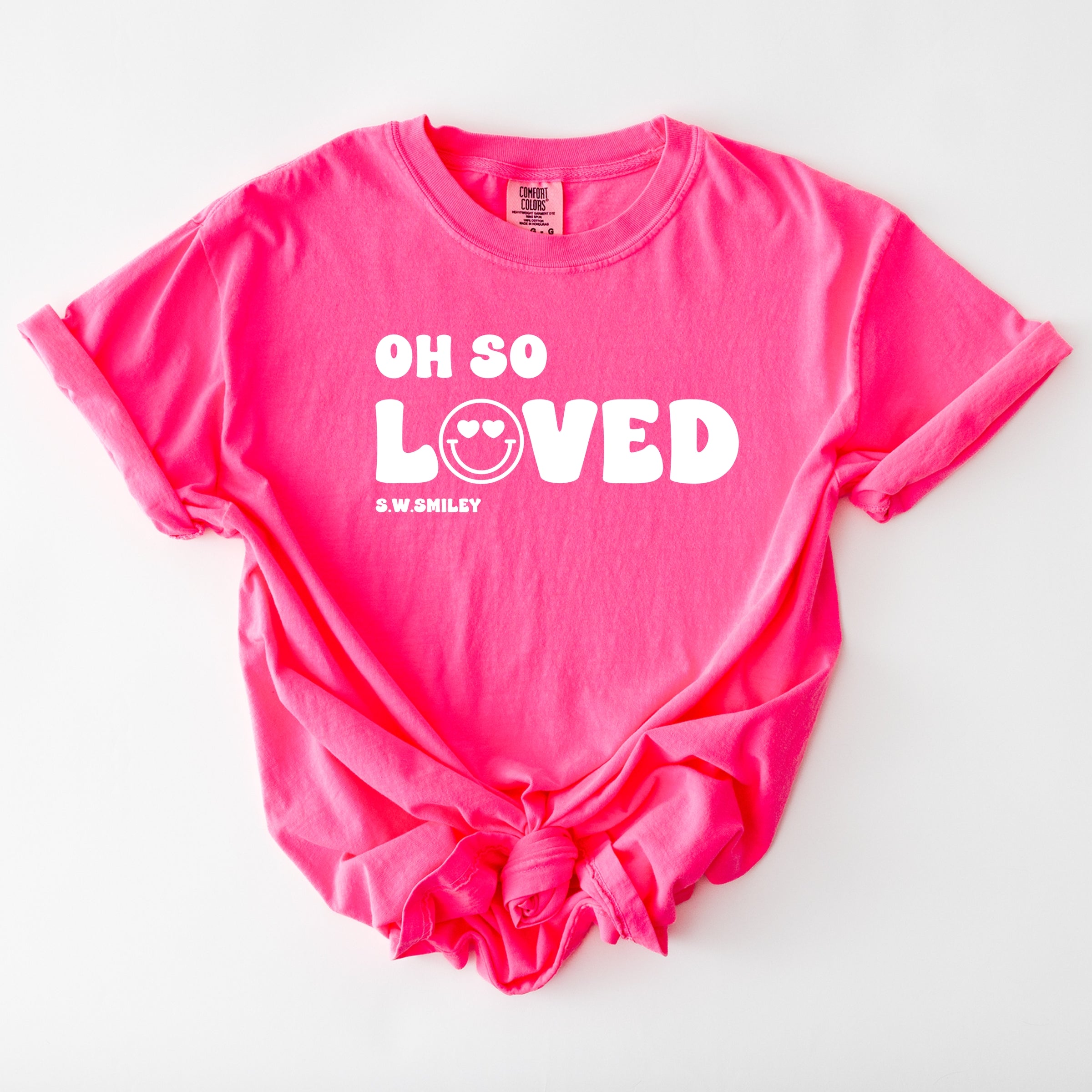 S.W.Smiley Oh So Loved - Women's Garment Dyed Graphic T-Shirt
