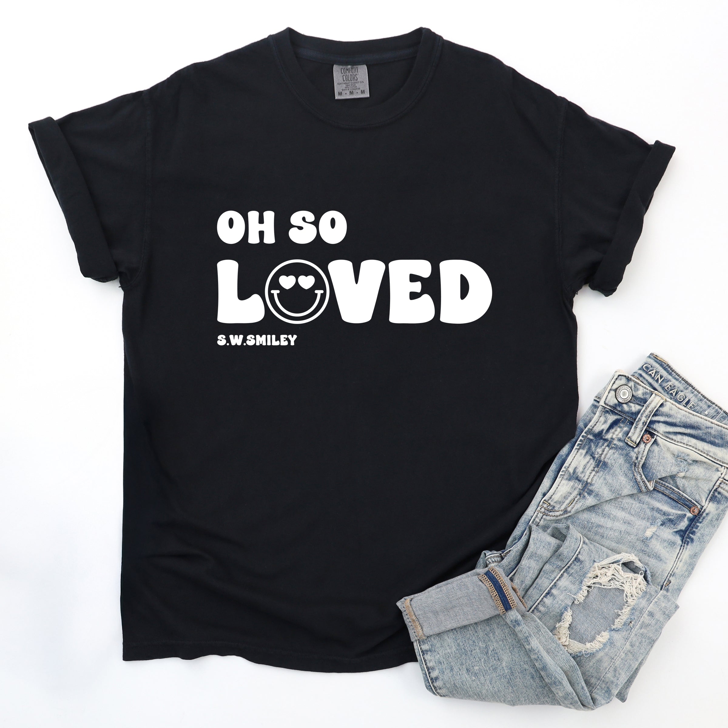 S.W.Smiley Oh So Loved - Women's Garment Dyed Graphic T-Shirt