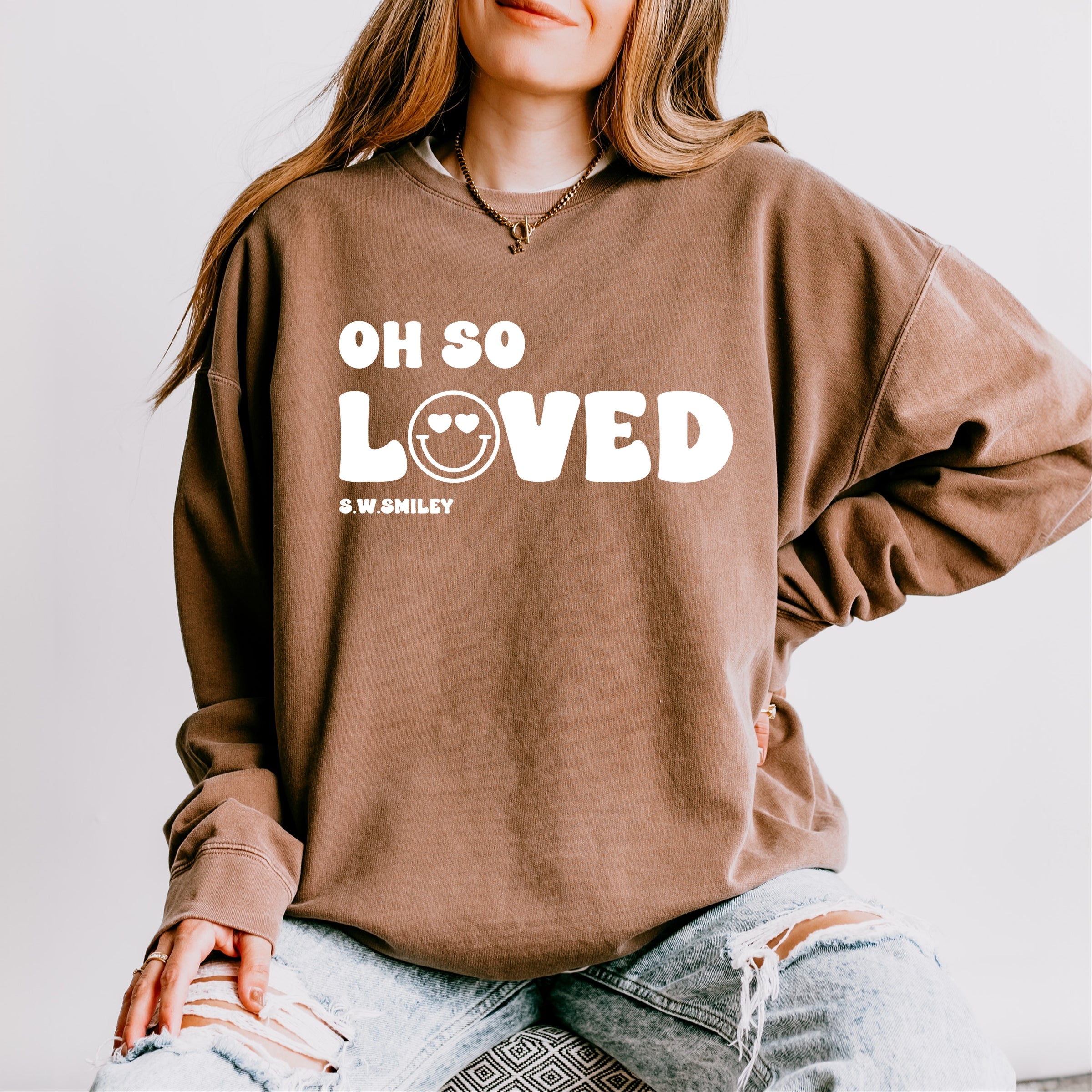 S.W.Smiley Oh So Loved - Women's Lightweight Garment Dyed Sweatshirt