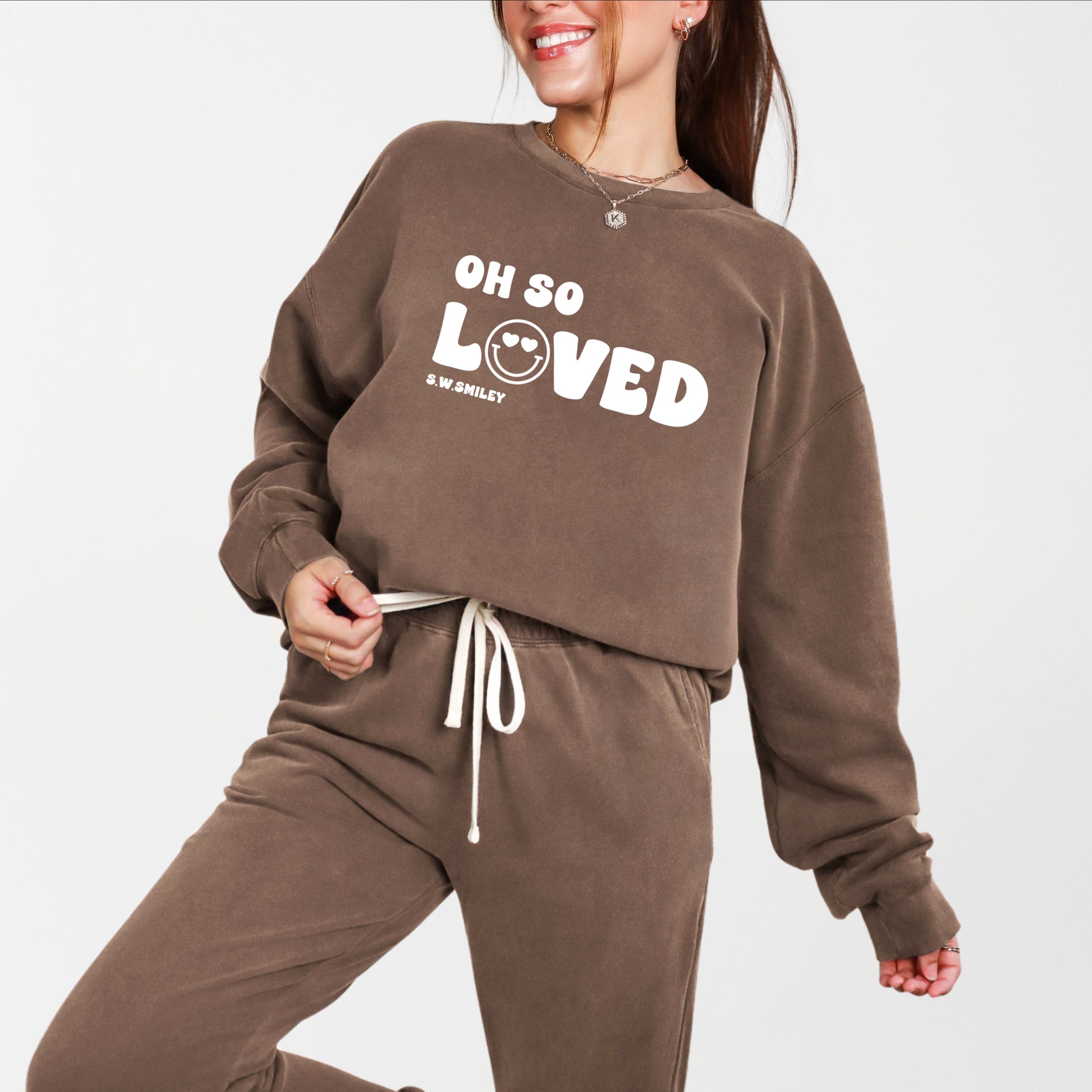 S.W.Smiley Oh So Loved - Women's Lightweight Garment Dyed Sweatshirt