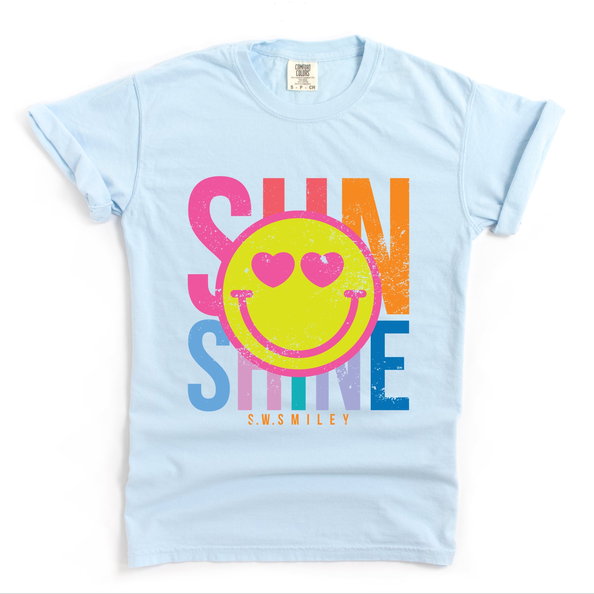 S.W.Smiley Sunshine Neon - Women's Garment Dyed Graphic T-Shirt