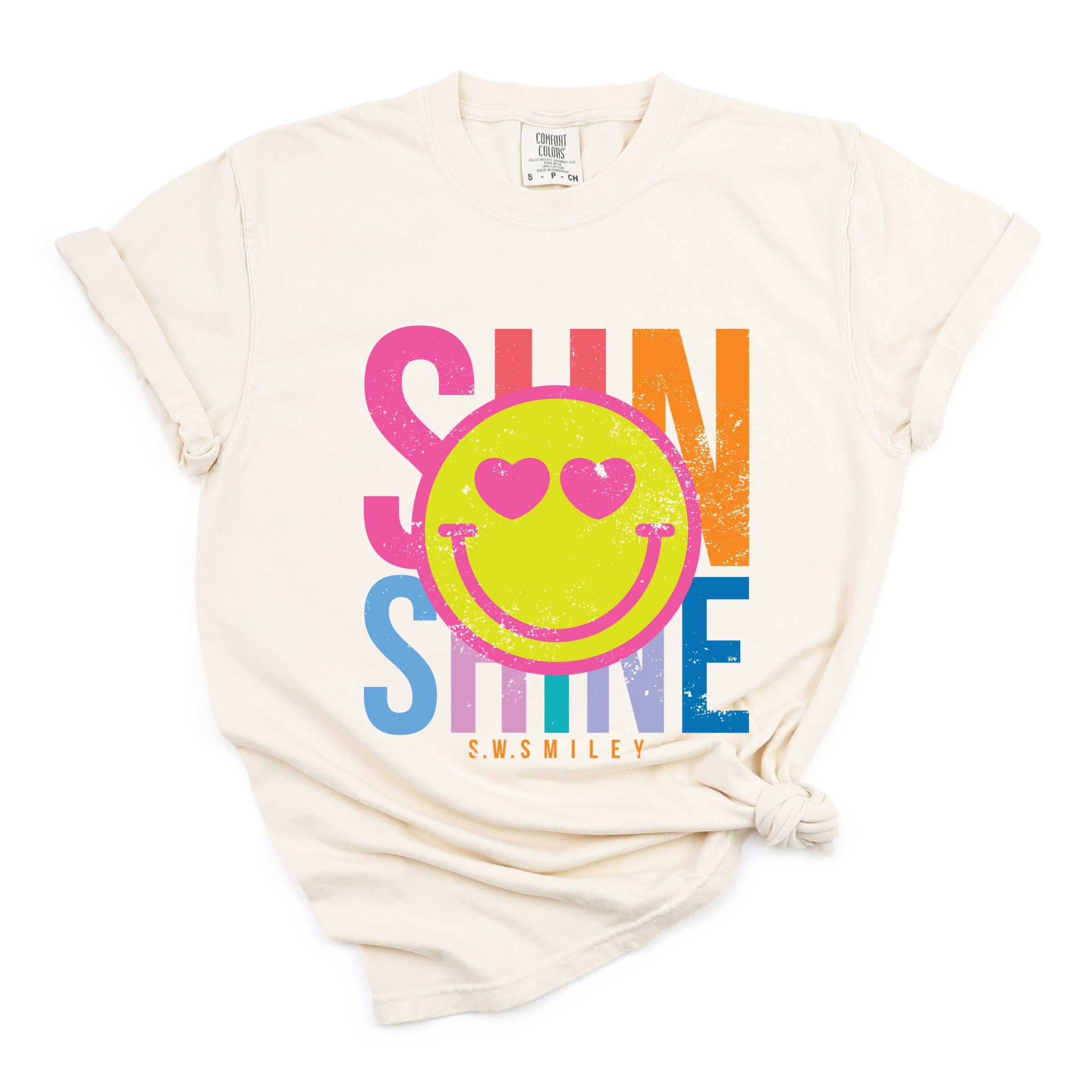S.W.Smiley Sunshine Neon - Women's Garment Dyed Graphic T-Shirt