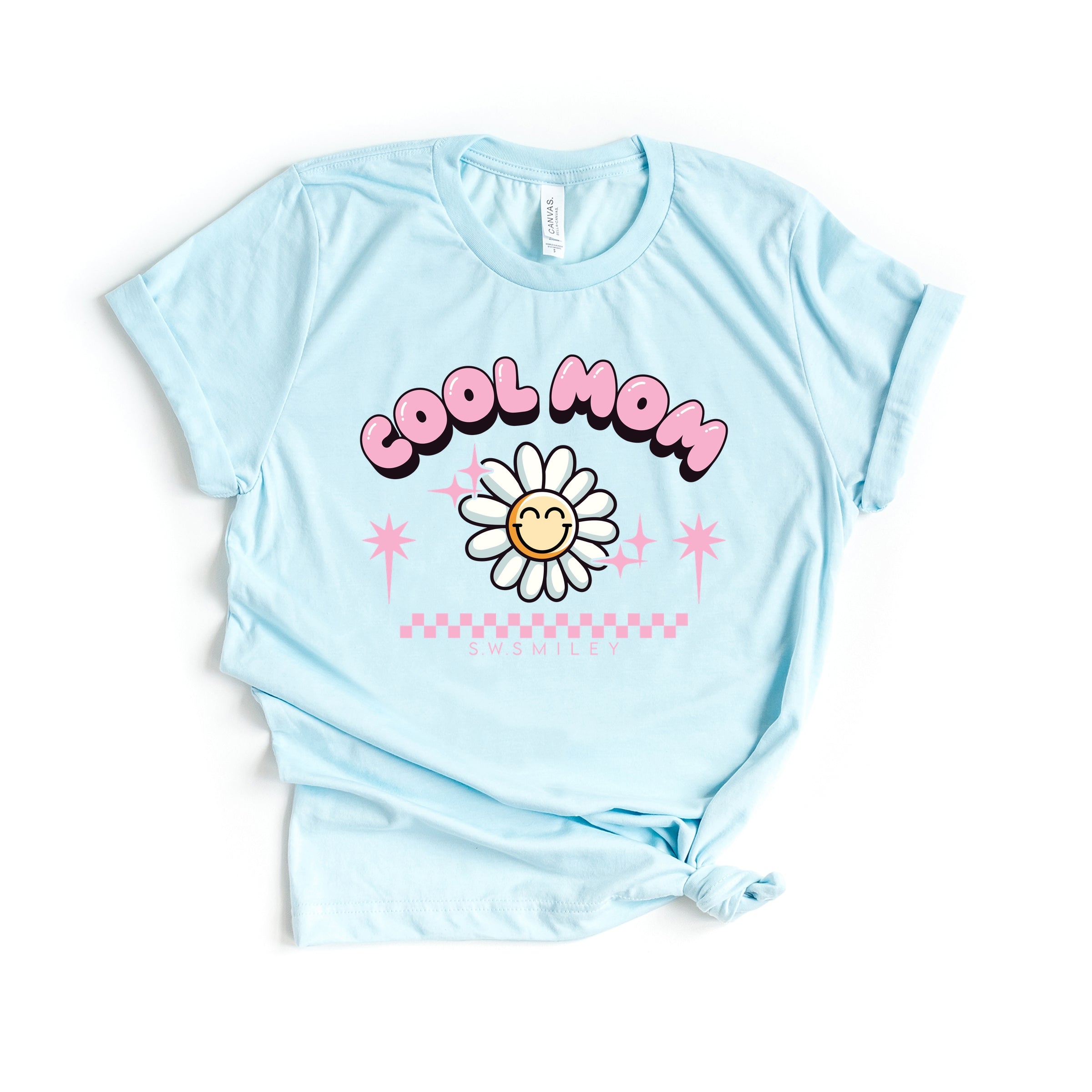 S.W.Smiley Cool Mom Flower - Womens Short Sleeve Tee