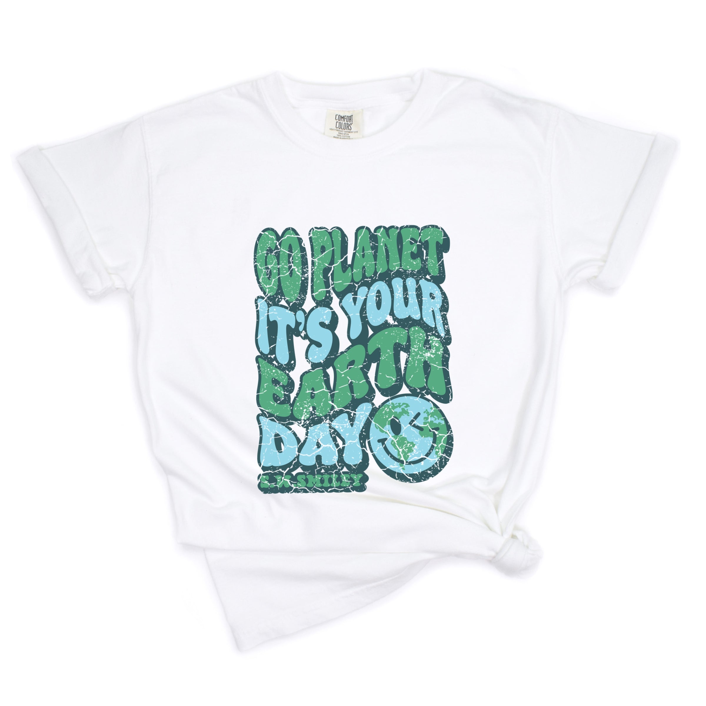 S.W.Smiley Go Planet It's Your Earth Day - Women's Garment Dyed Graphic T-Shirt