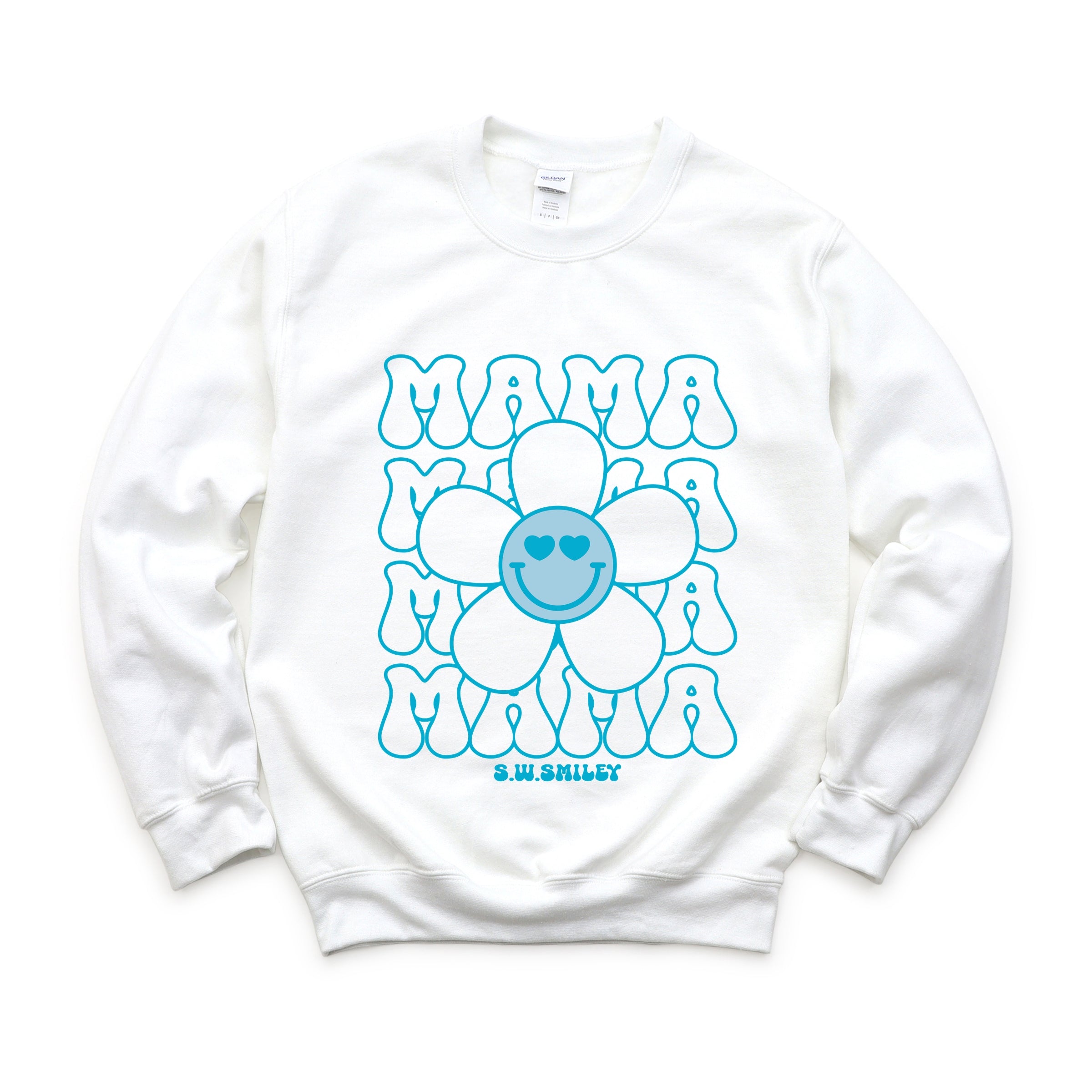 S.W.Smiley Mama Stacked Flower - Women's Graphic Sweatshirt