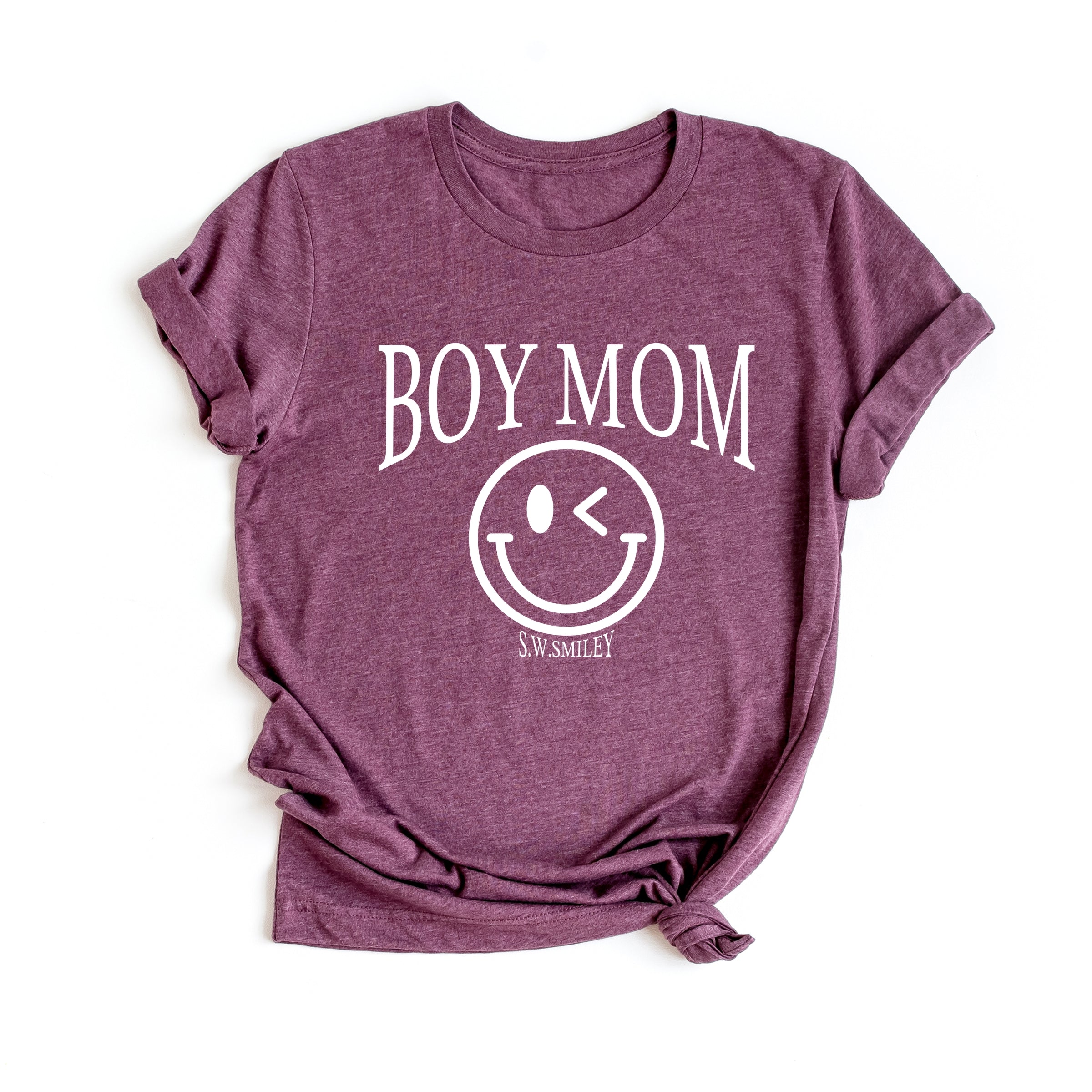S.W.Smiley Boy Mom Outline - Women's Short Sleeve Graphic T-Shirt