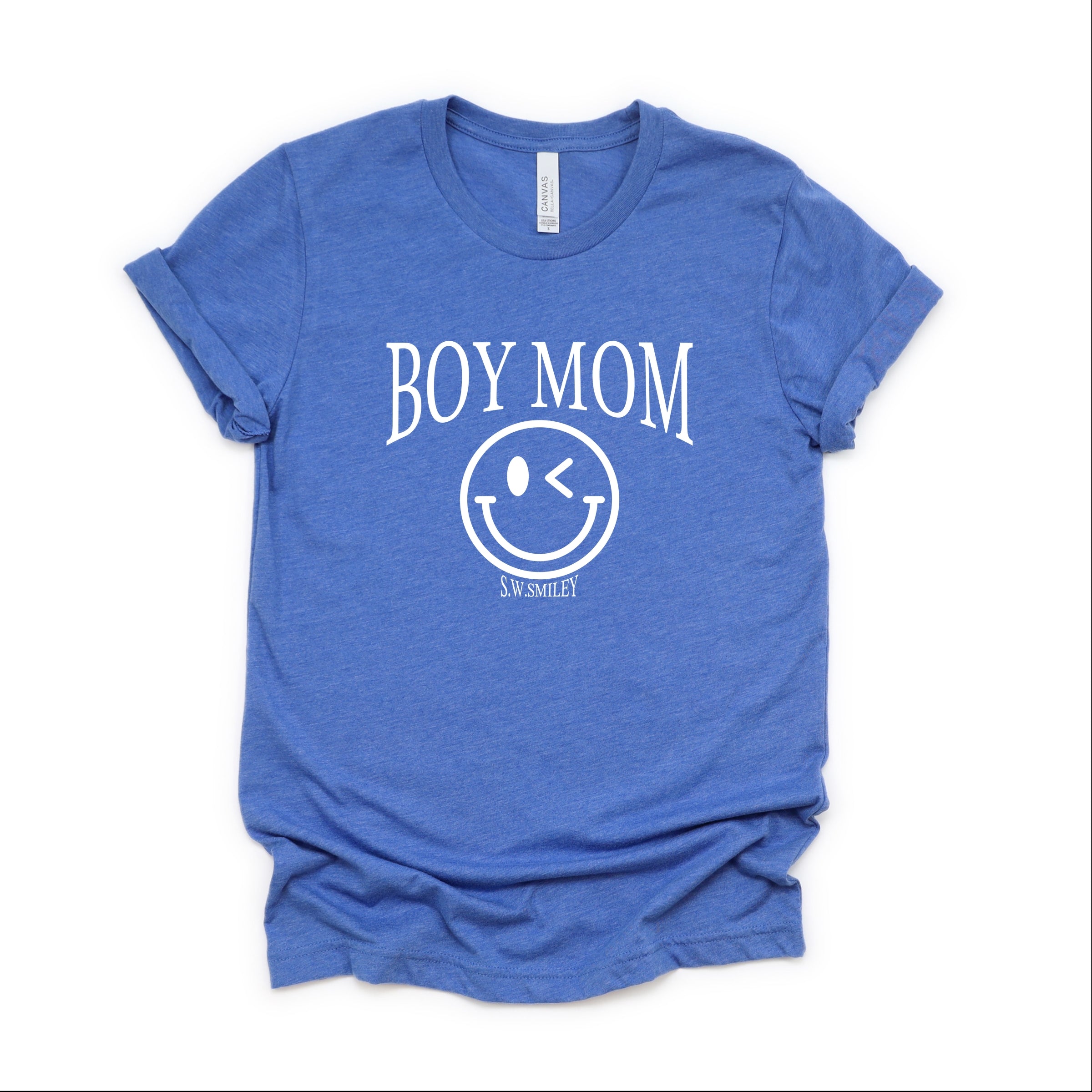 S.W.Smiley Boy Mom Outline - Women's Short Sleeve Graphic T-Shirt