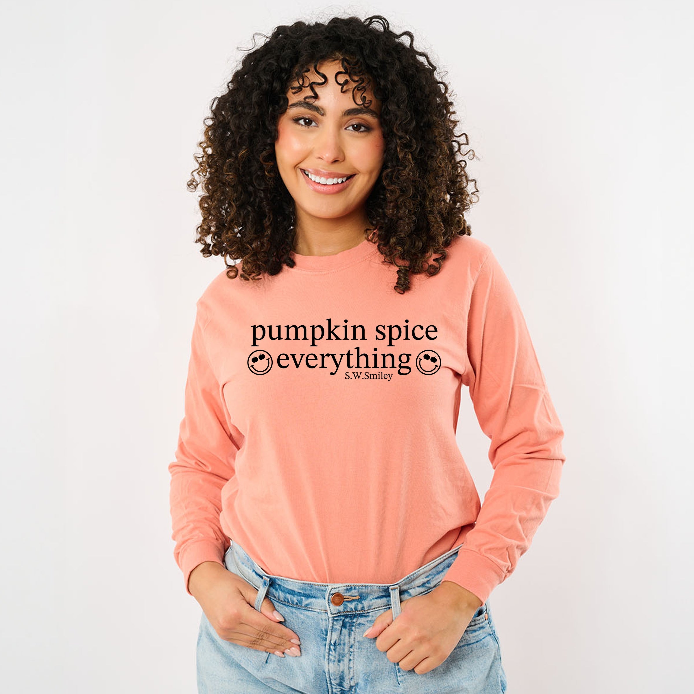 S.W.Smiley Pumpkin Spice Everything - Garment Dyed Long Sleeve