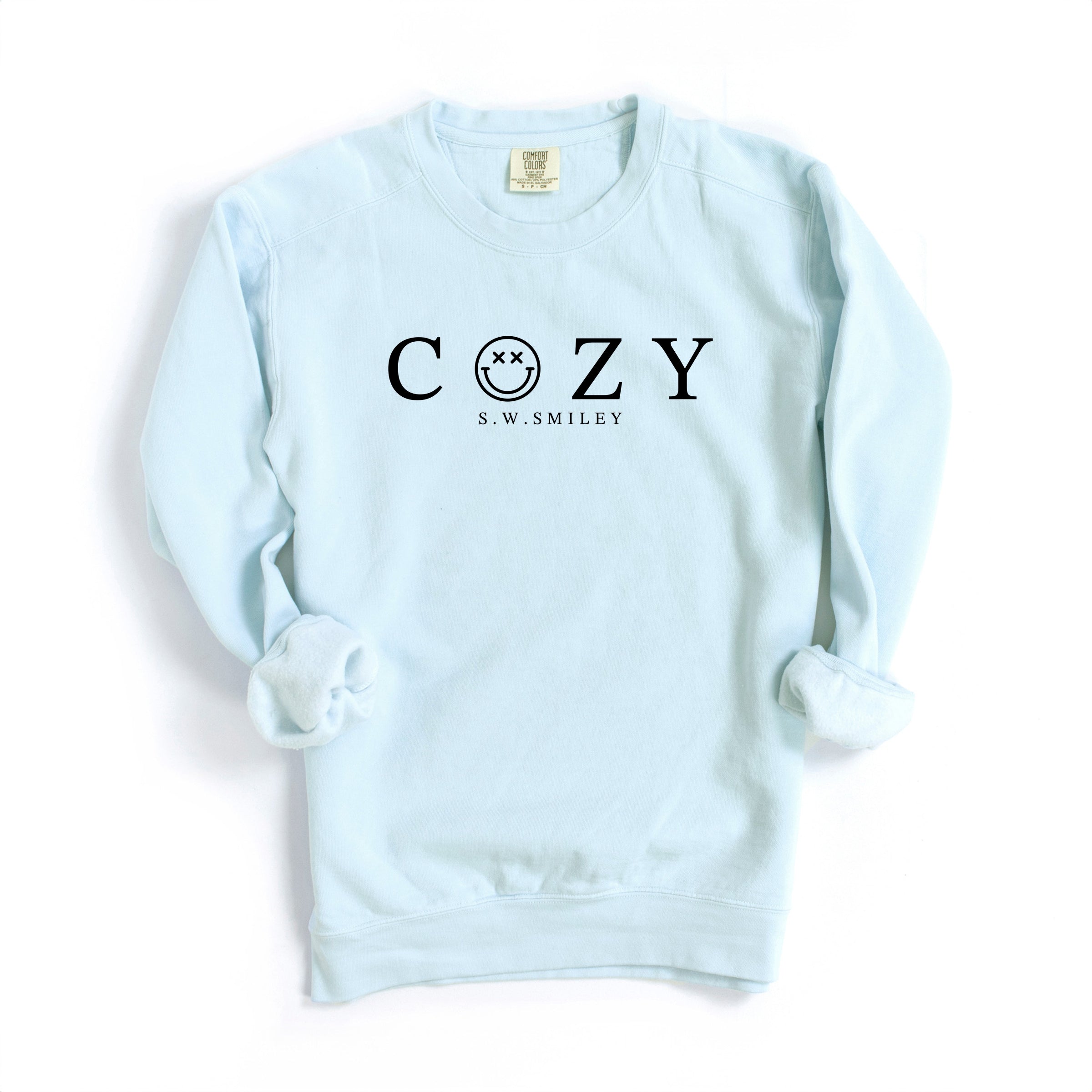 S.W.Smiley Cozy Outline - Women's Garment Dyed Graphic Sweatshirt