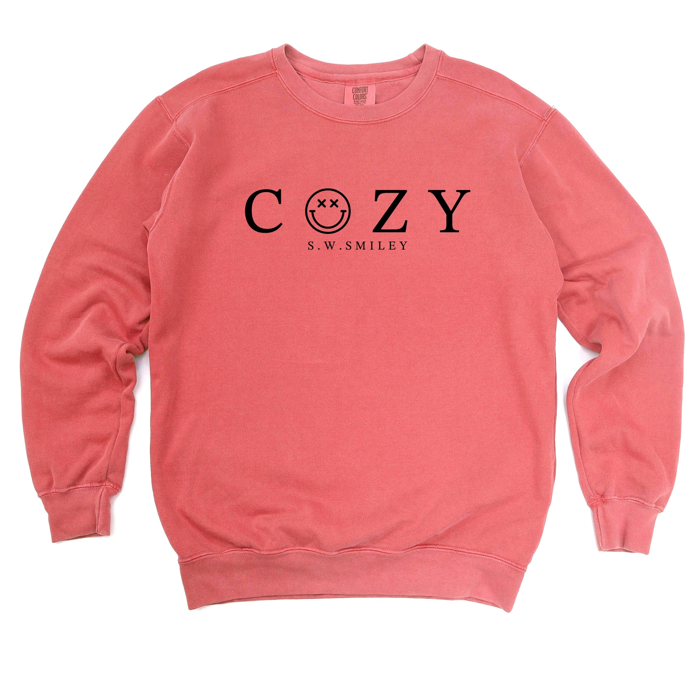 S.W.Smiley Cozy Outline - Women's Garment Dyed Graphic Sweatshirt