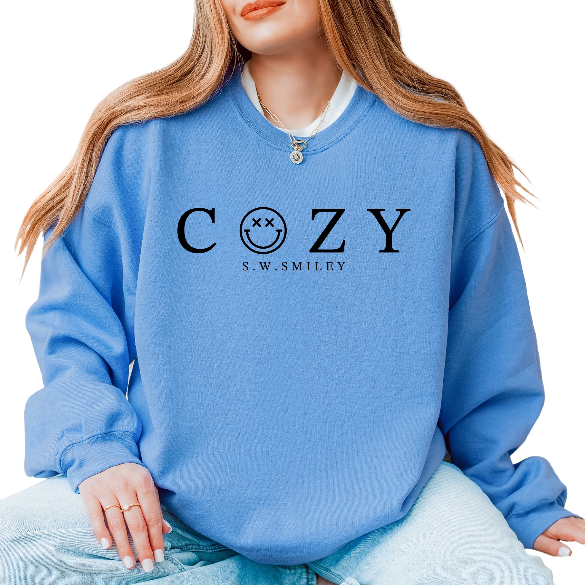 S.W.Smiley Cozy Outline - Women's Graphic Sweatshirt