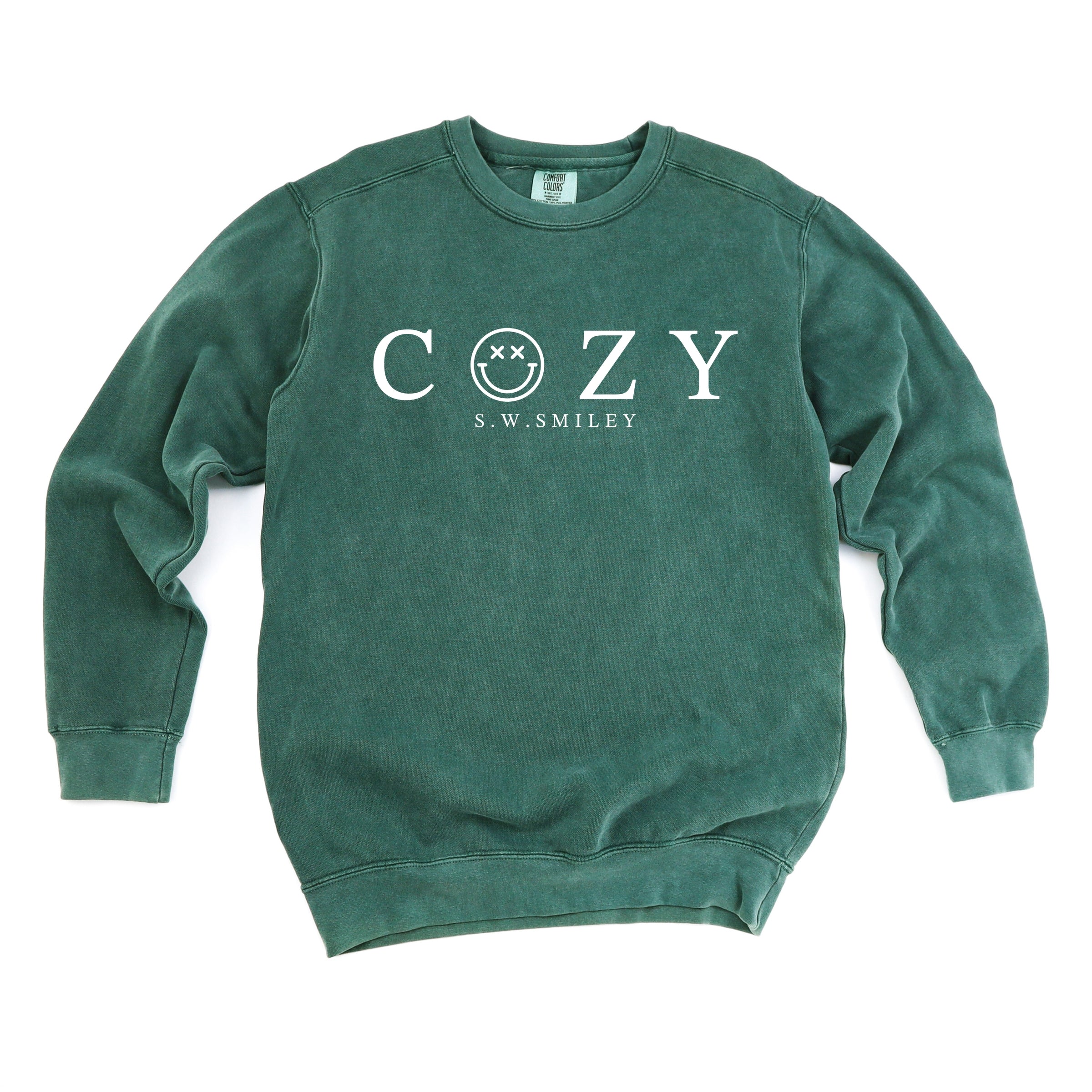 S.W.Smiley Cozy Outline - Women's Garment Dyed Graphic Sweatshirt