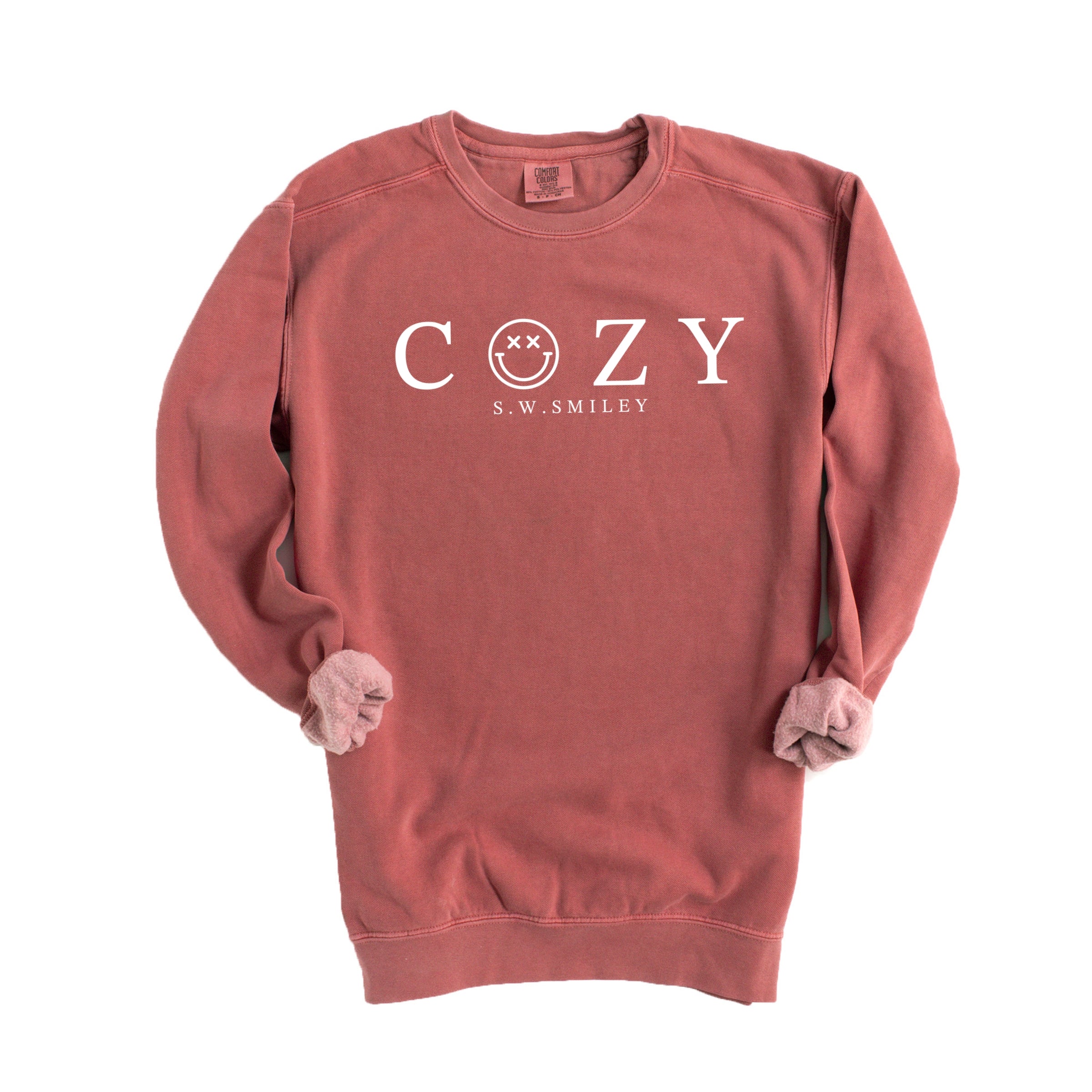 S.W.Smiley Cozy Outline - Women's Garment Dyed Graphic Sweatshirt
