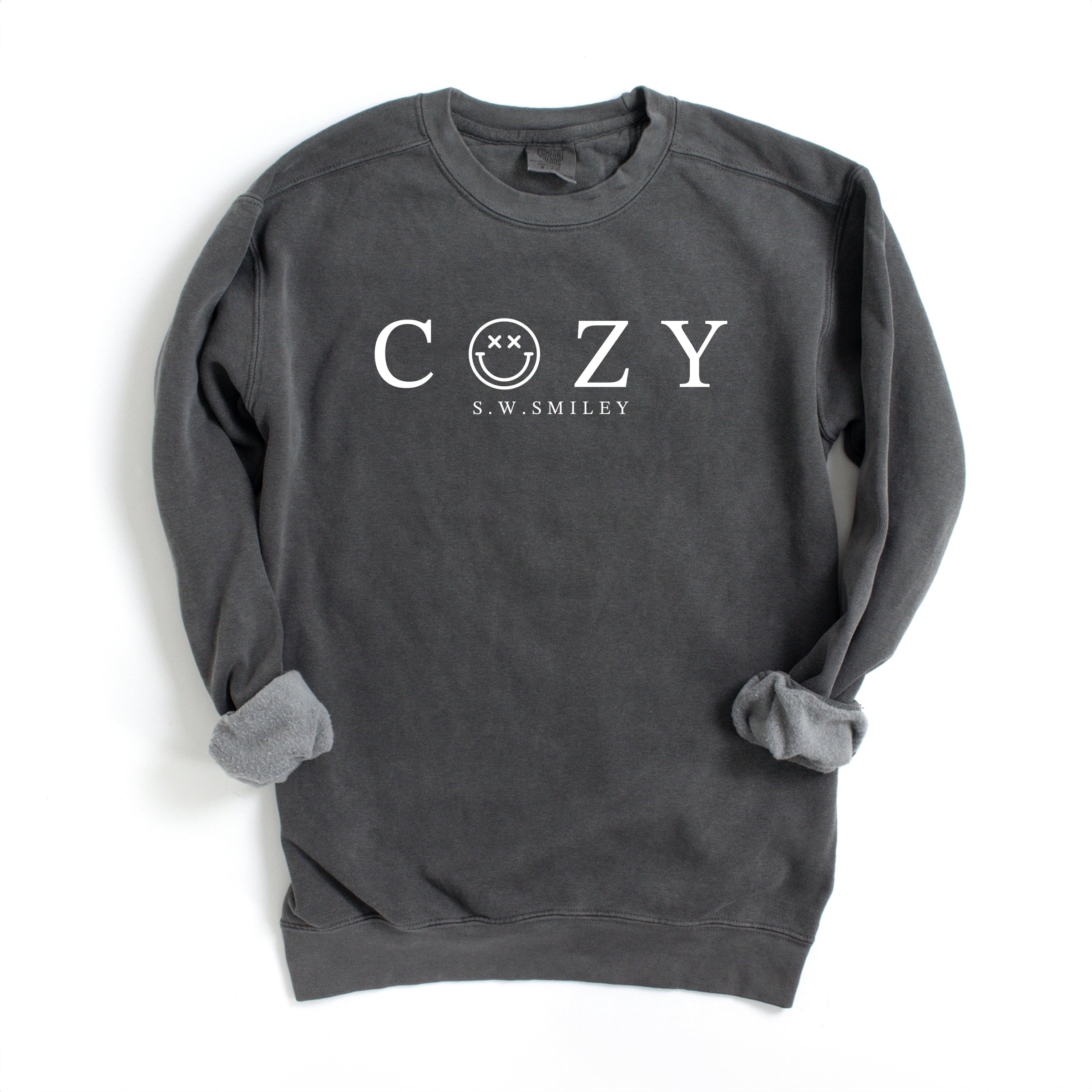 S.W.Smiley Cozy Outline - Women's Garment Dyed Graphic Sweatshirt