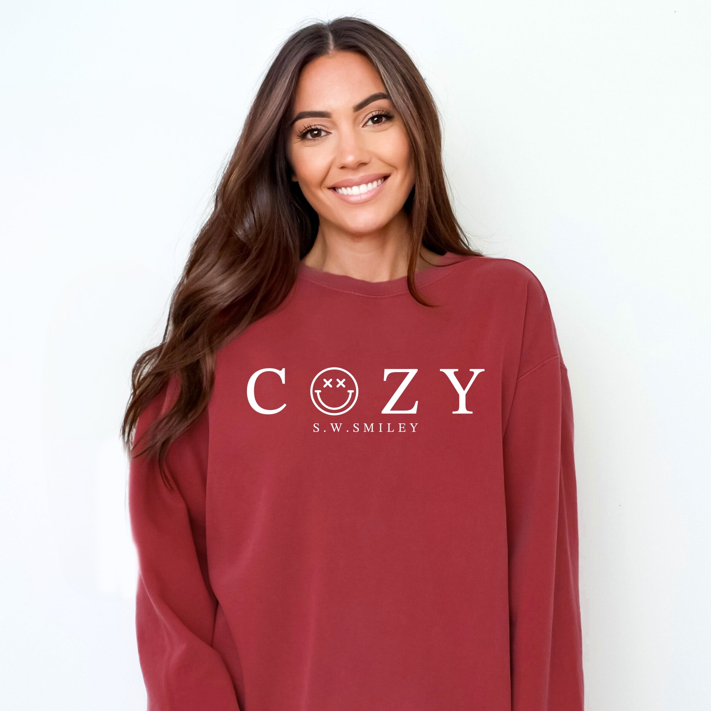 S.W.Smiley Cozy Outline - Women's Garment Dyed Graphic Sweatshirt