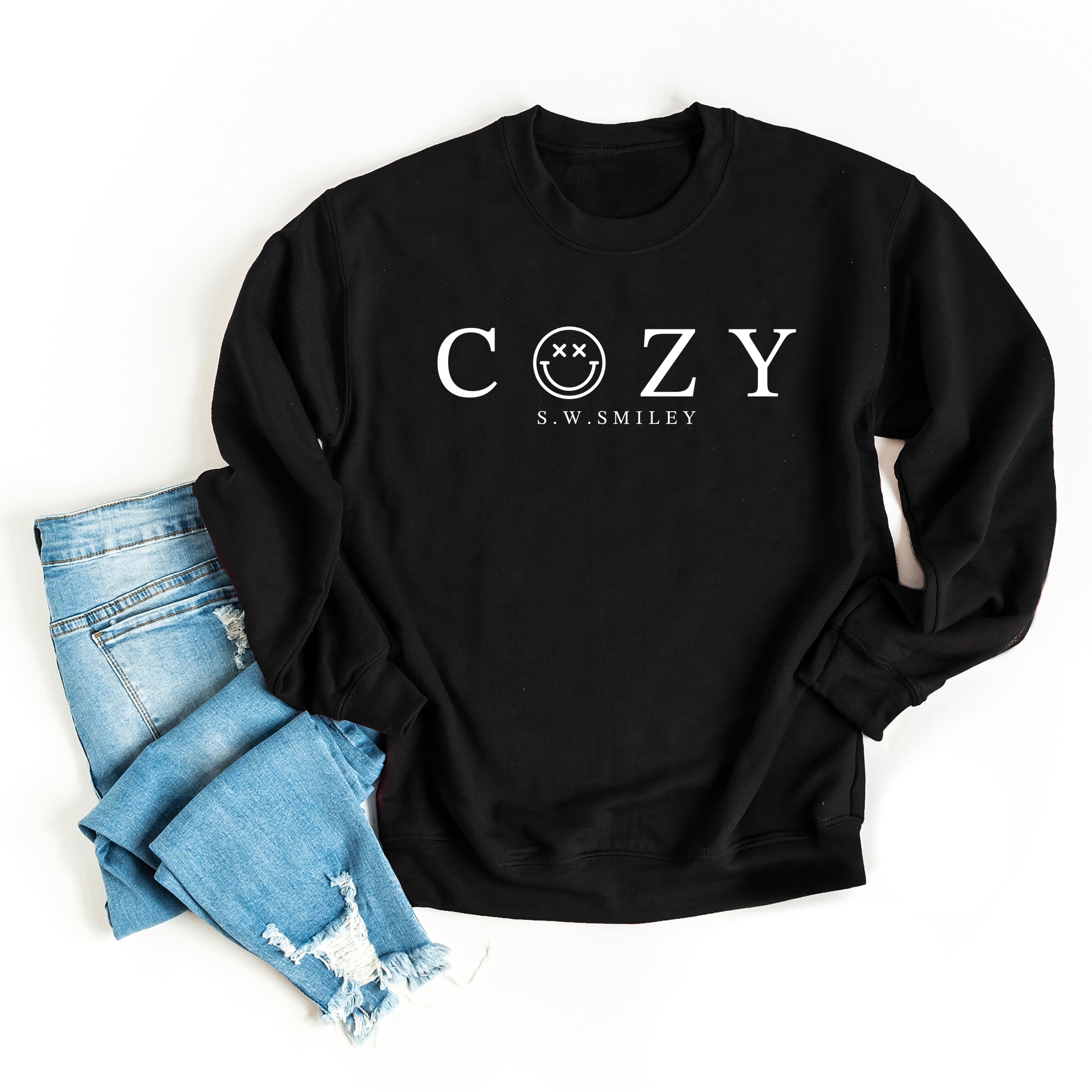 S.W.Smiley Cozy Outline - Women's Graphic Sweatshirt