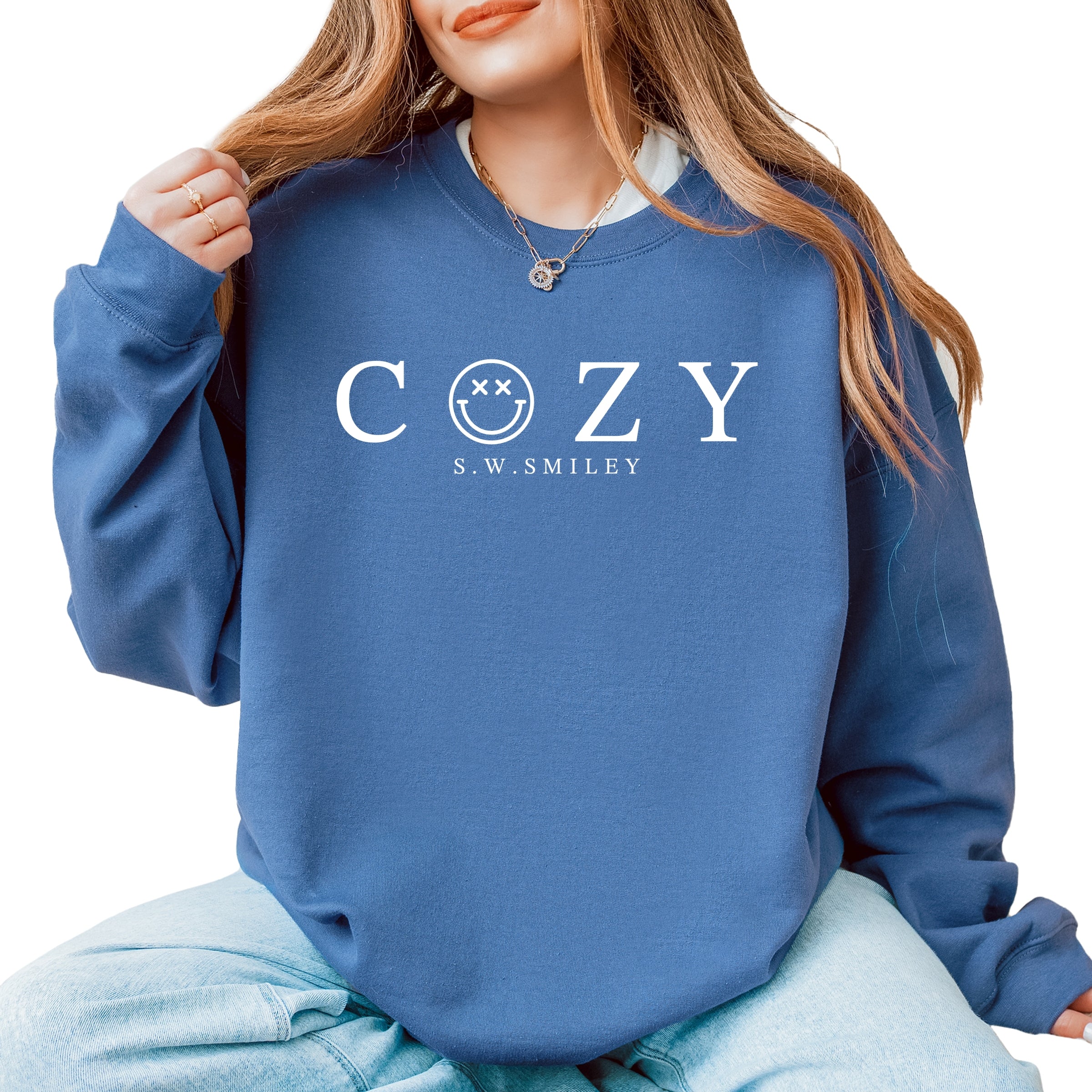 S.W.Smiley Cozy Outline - Women's Graphic Sweatshirt