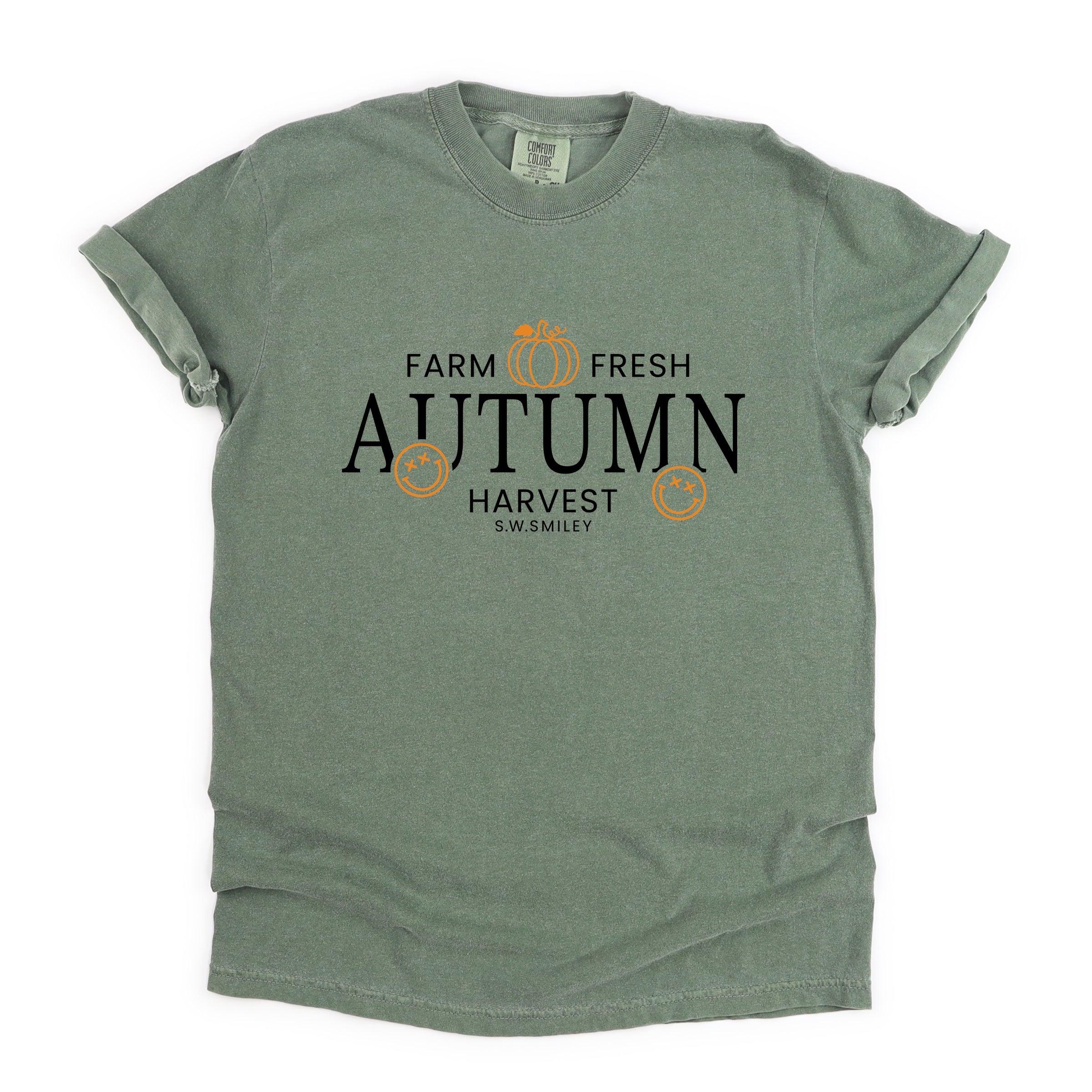 S.W.Smiley Farm Fresh Autumn Harvest - Women's Garment Dyed Graphic T-Shirt