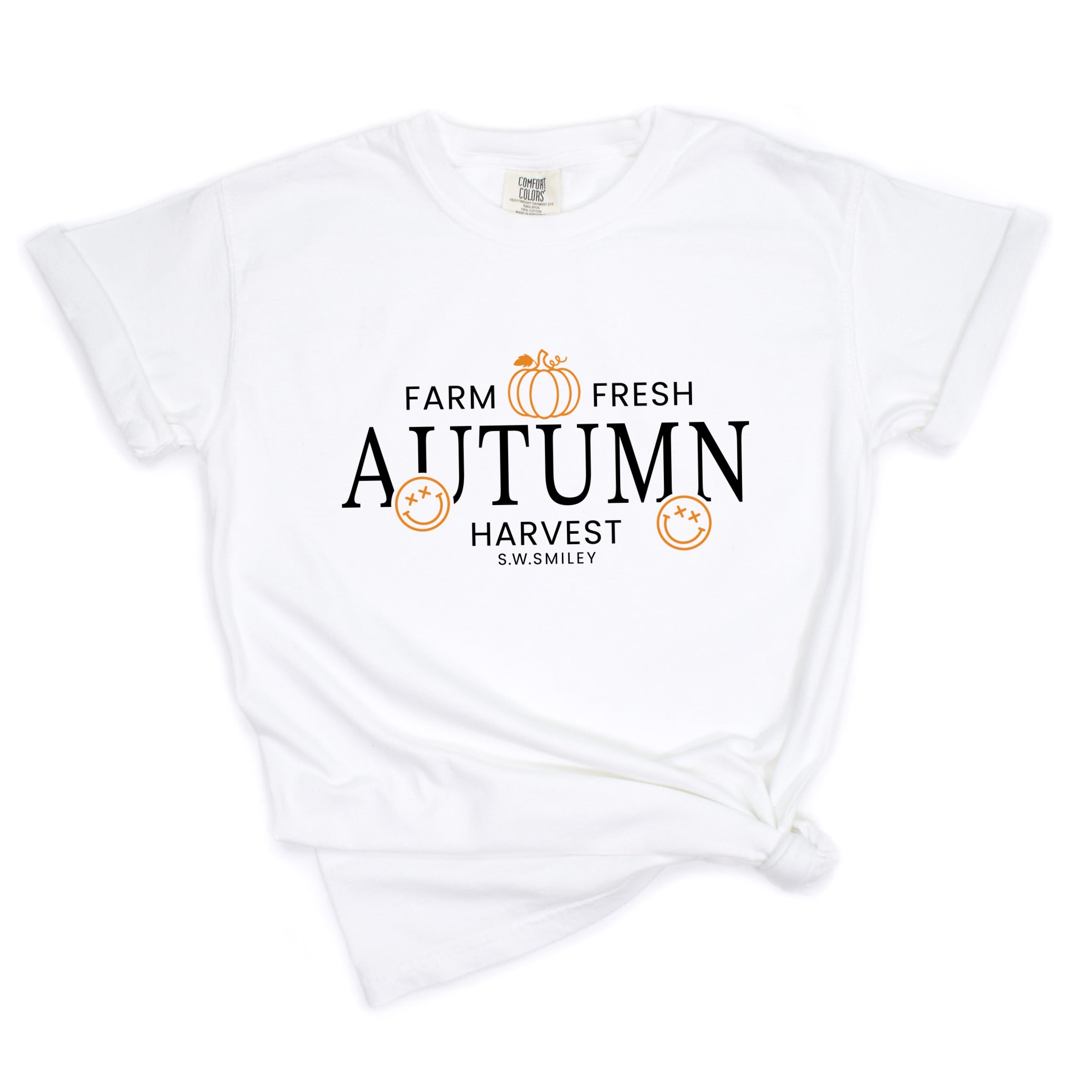 S.W.Smiley Farm Fresh Autumn Harvest - Women's Garment Dyed Graphic T-Shirt