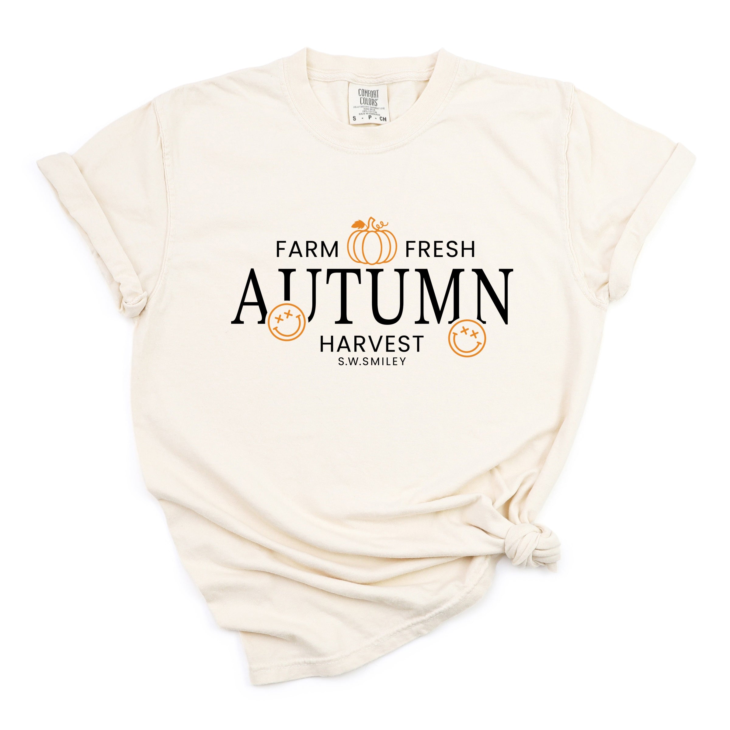 S.W.Smiley Farm Fresh Autumn Harvest - Women's Garment Dyed Graphic T-Shirt