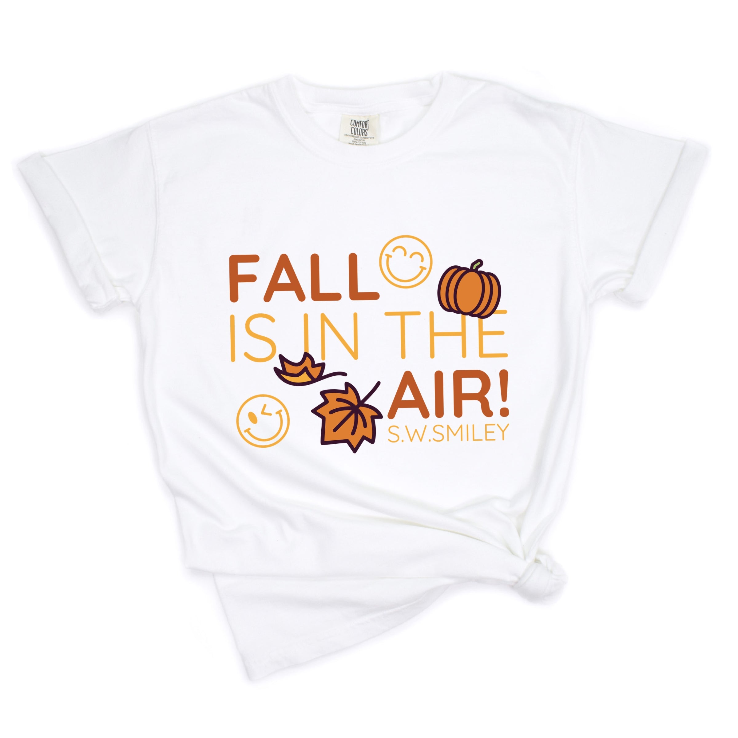 S.W.Smiley Fall Is In The Air - Women's Garment Dyed Graphic T-Shirt