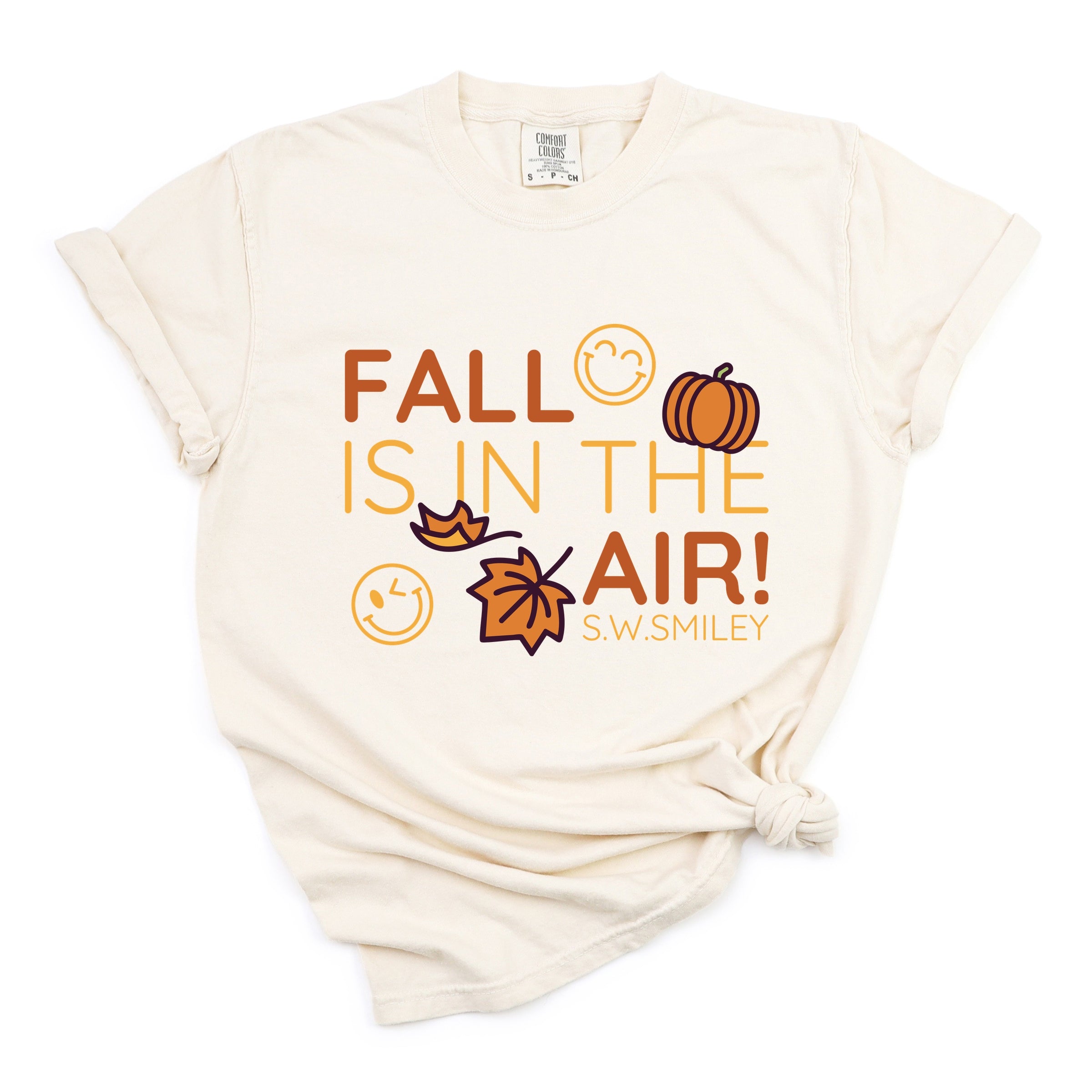 S.W.Smiley Fall Is In The Air - Women's Garment Dyed Graphic T-Shirt