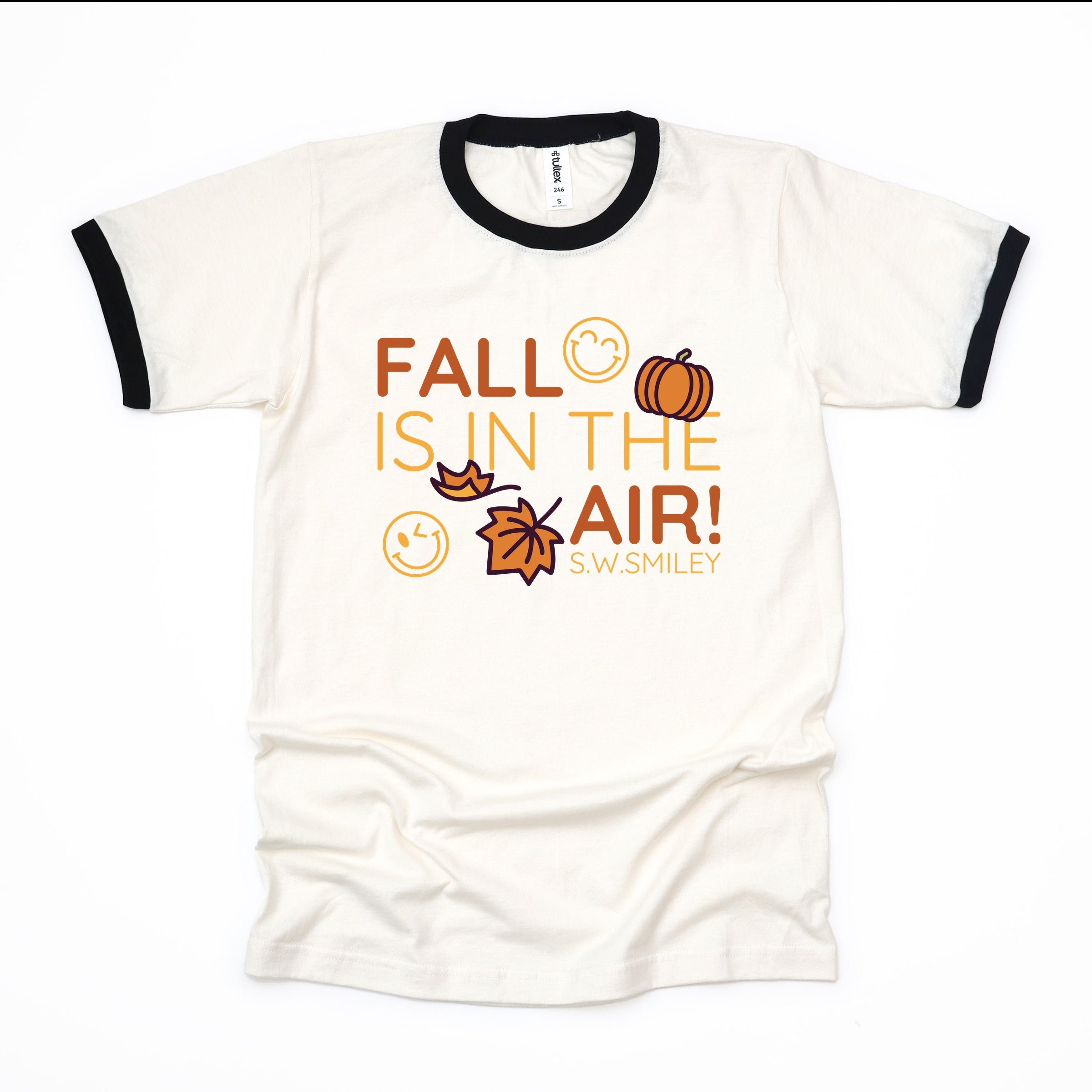 S.W.Smiley Fall Is In The Air - Women's Ringer Graphic T-Shirt