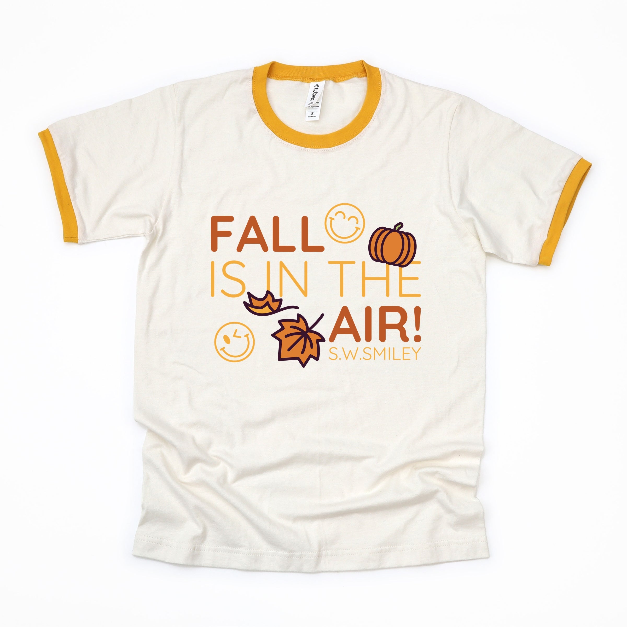 S.W.Smiley Fall Is In The Air - Women's Ringer Graphic T-Shirt