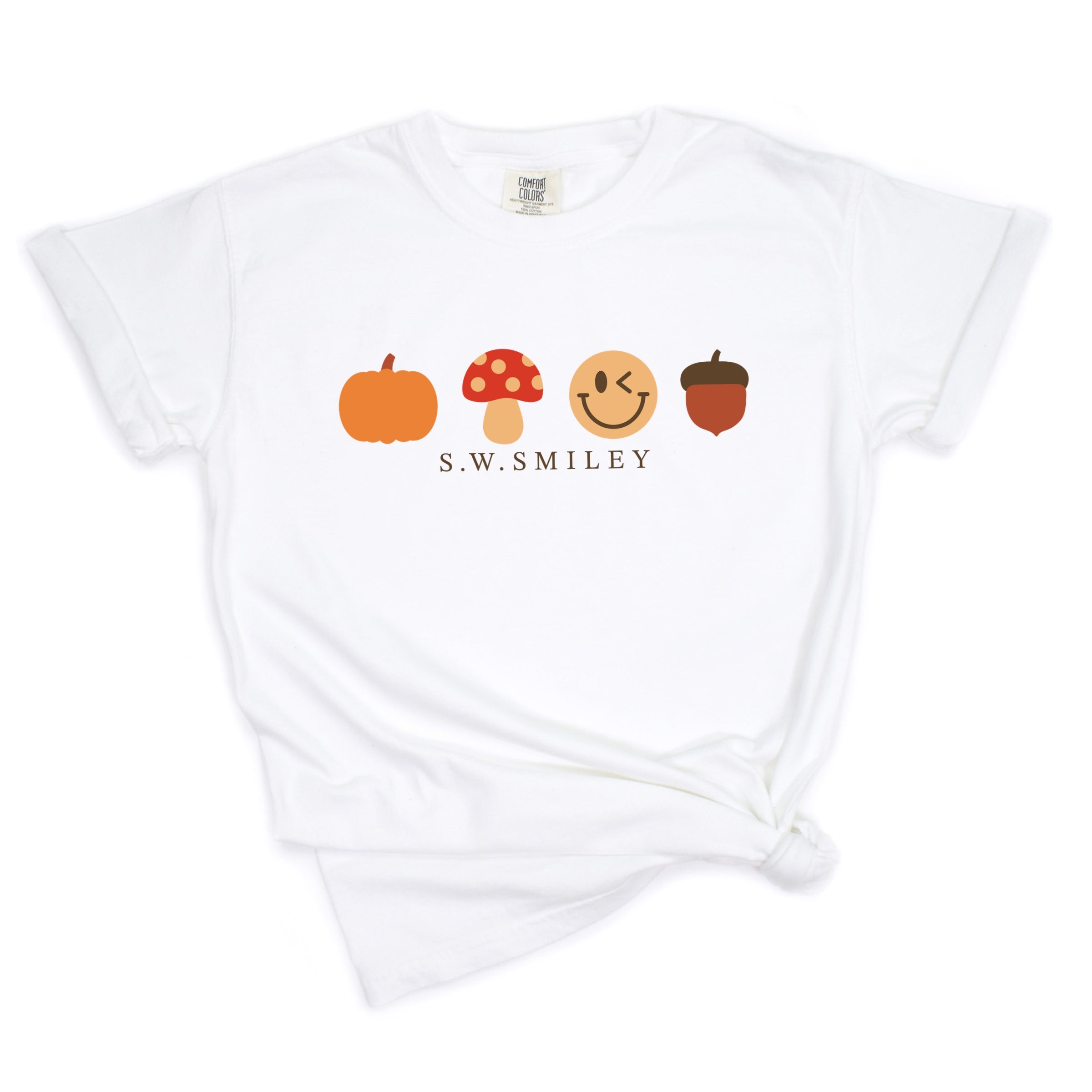 S.W.Smiley Fall Icons - Women's Garment Dyed Graphic T-Shirt