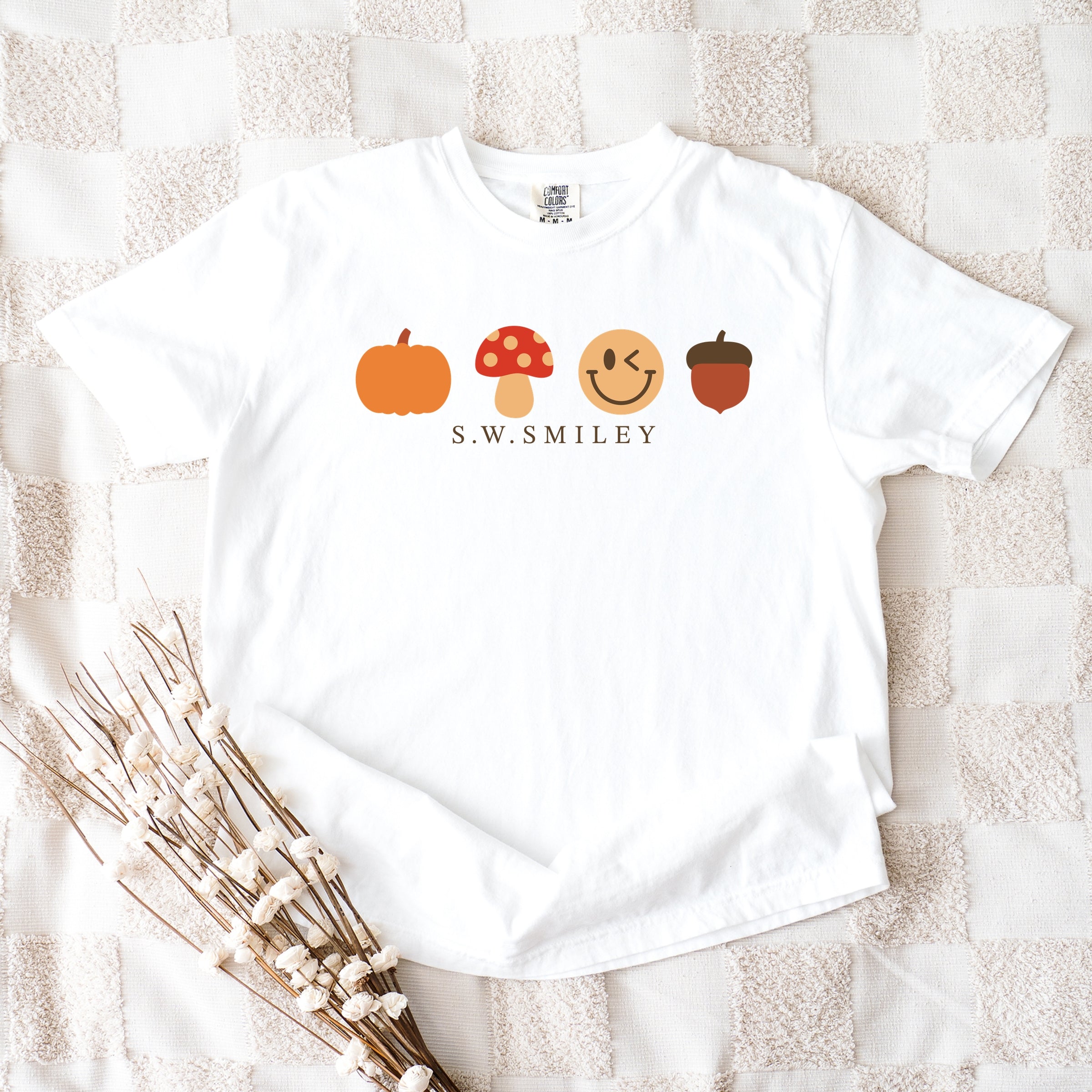 S.W.Smiley Fall Icons - Women's Garment Dyed Graphic T-Shirt