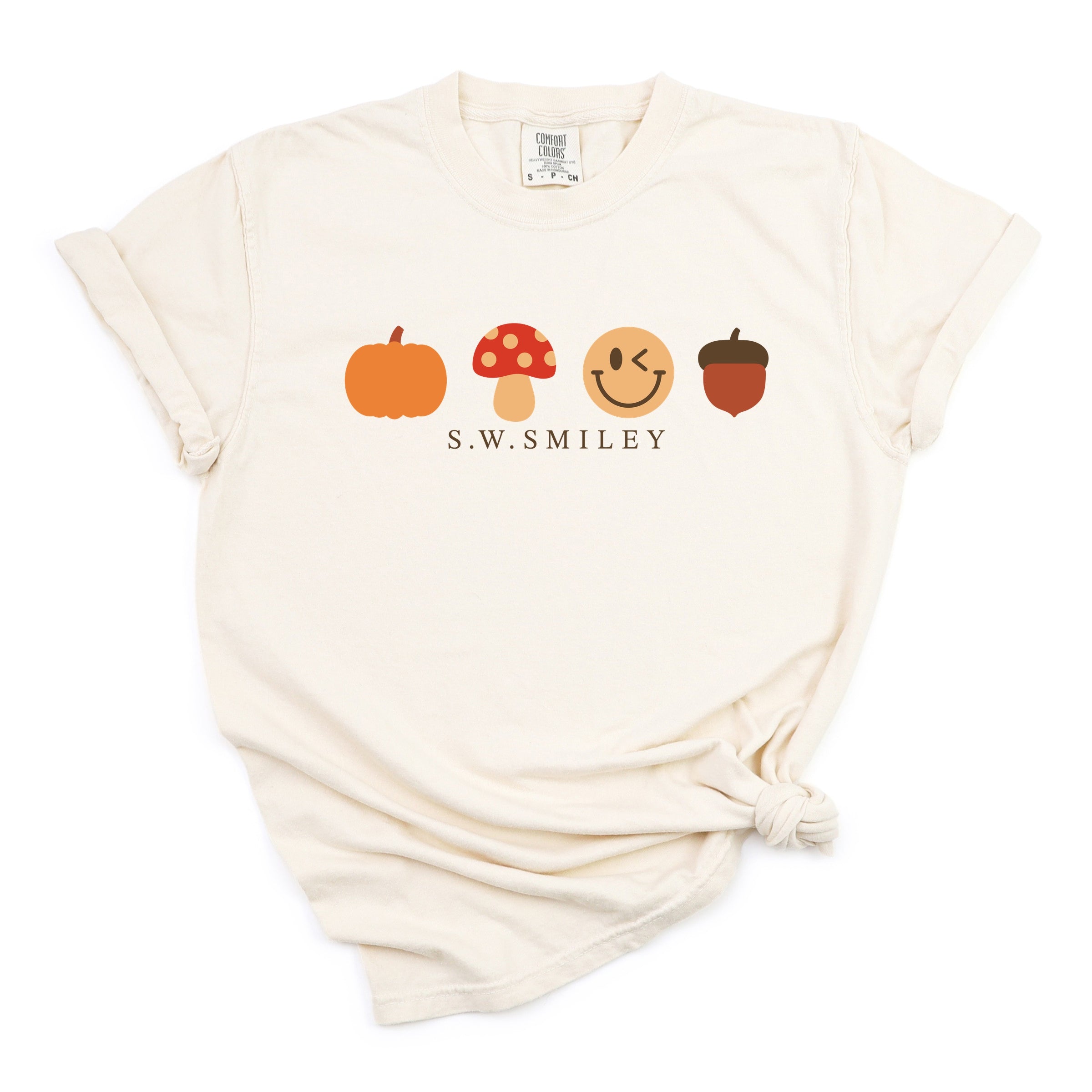 S.W.Smiley Fall Icons - Women's Garment Dyed Graphic T-Shirt