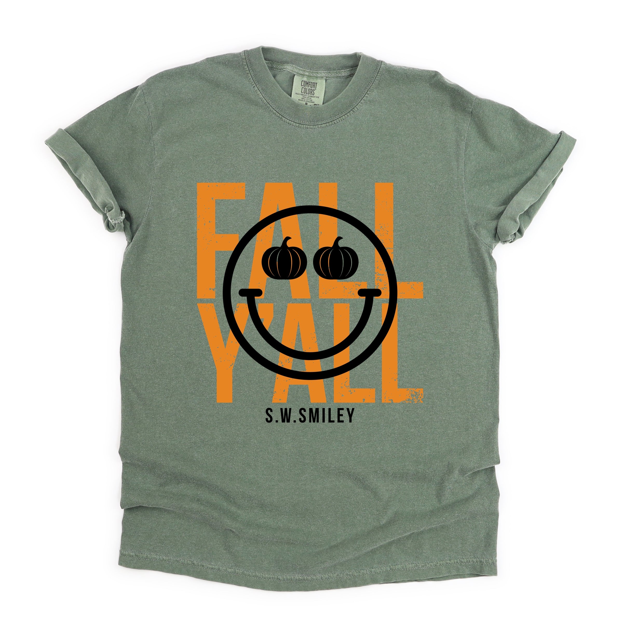 S.W.Smiley Fall Y'all - Women's Garment Dyed Graphic T-Shirt