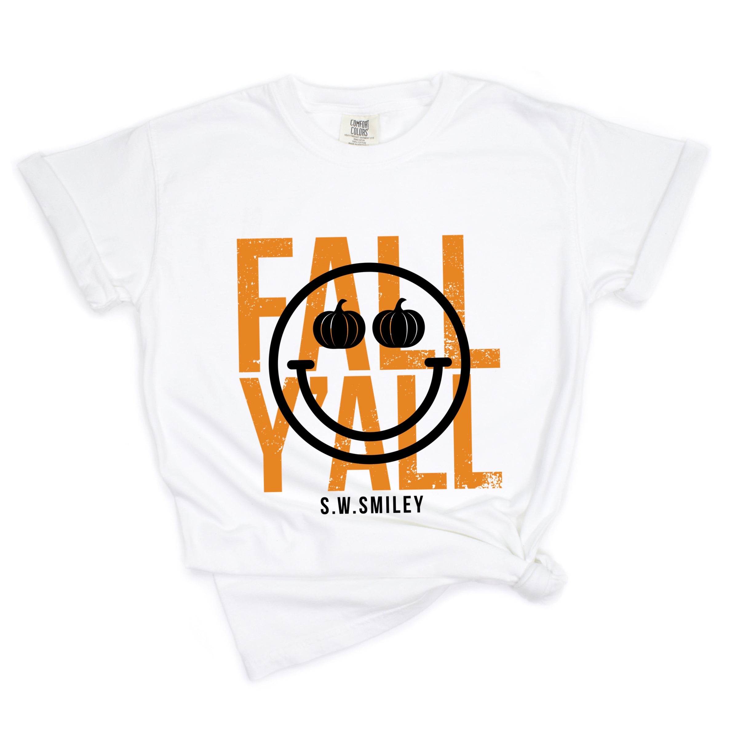 S.W.Smiley Fall Y'all - Women's Garment Dyed Graphic T-Shirt